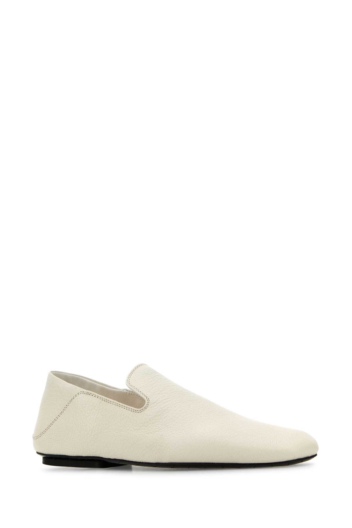 Shop Bottega Veneta White Leather Adamo Slippers