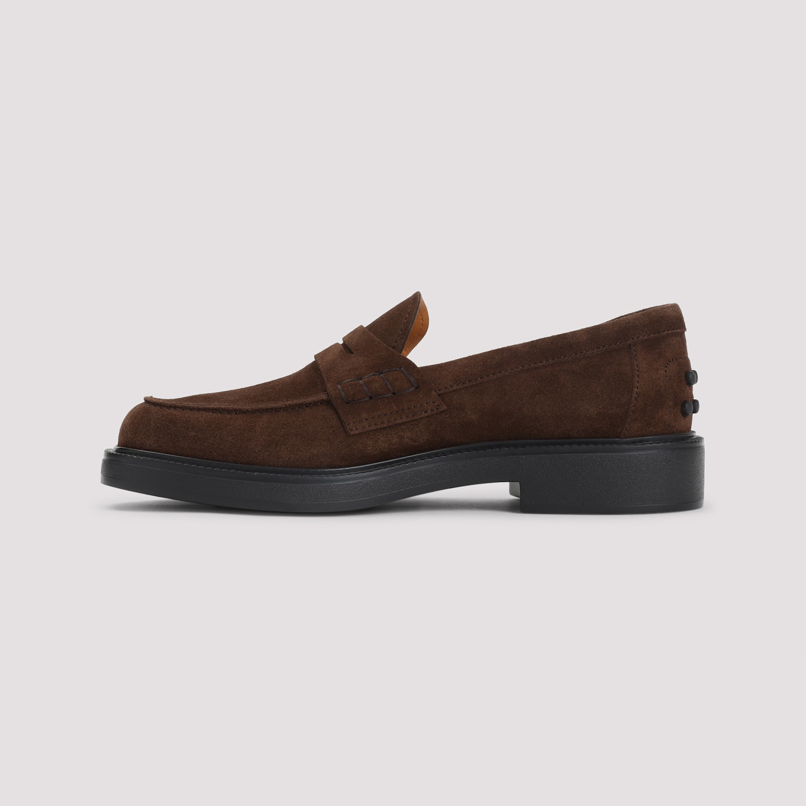 Tod's Brown Africa Suede Leather Loafers In Black