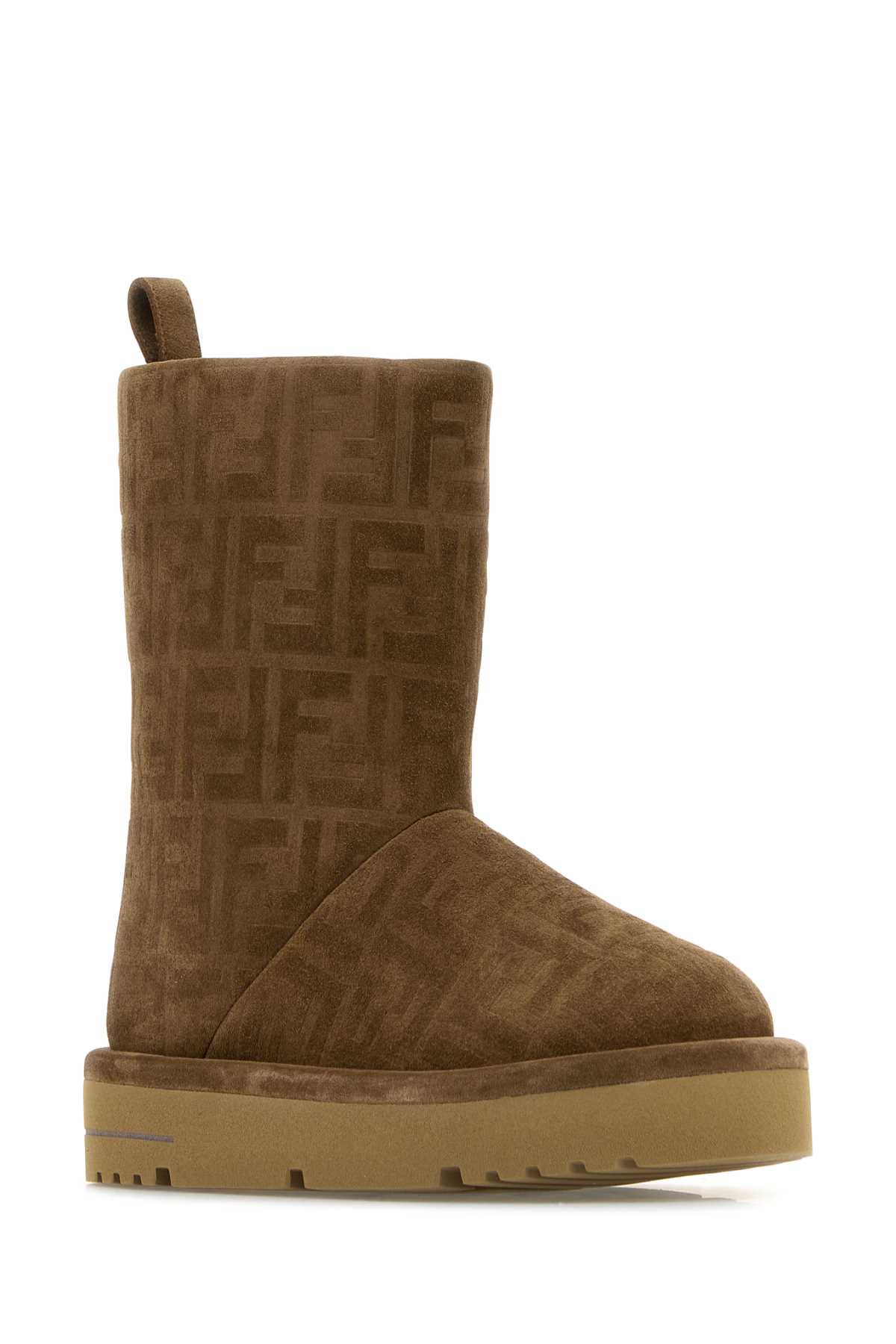FENDI CARAMEL SUEDE APRES CHIC ANKLE BOOTS