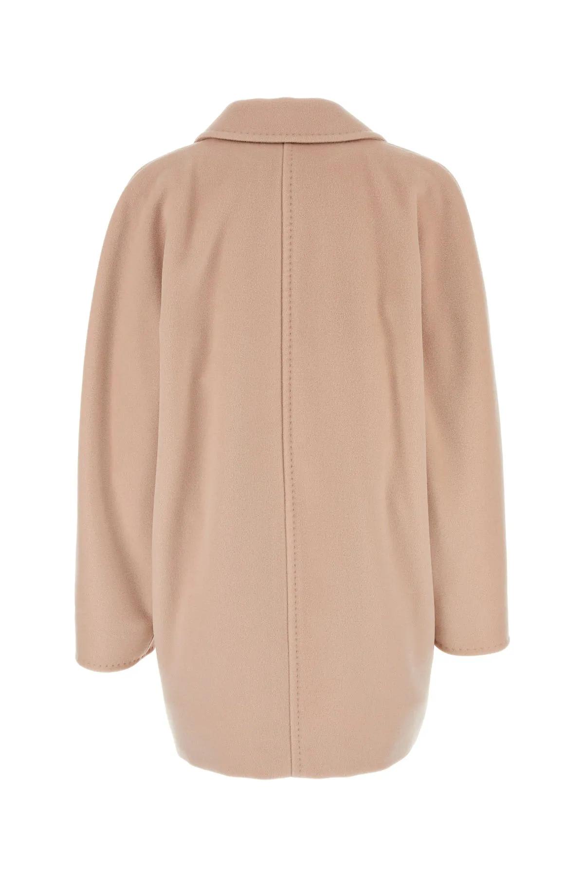 Shop Max Mara Pastel Pink Wool Blend Rebus Coat In Powder