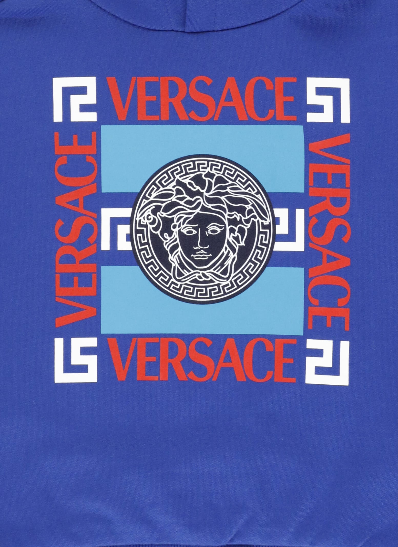 Shop Versace Cotton Sweatshirt In Bluette+multicolor