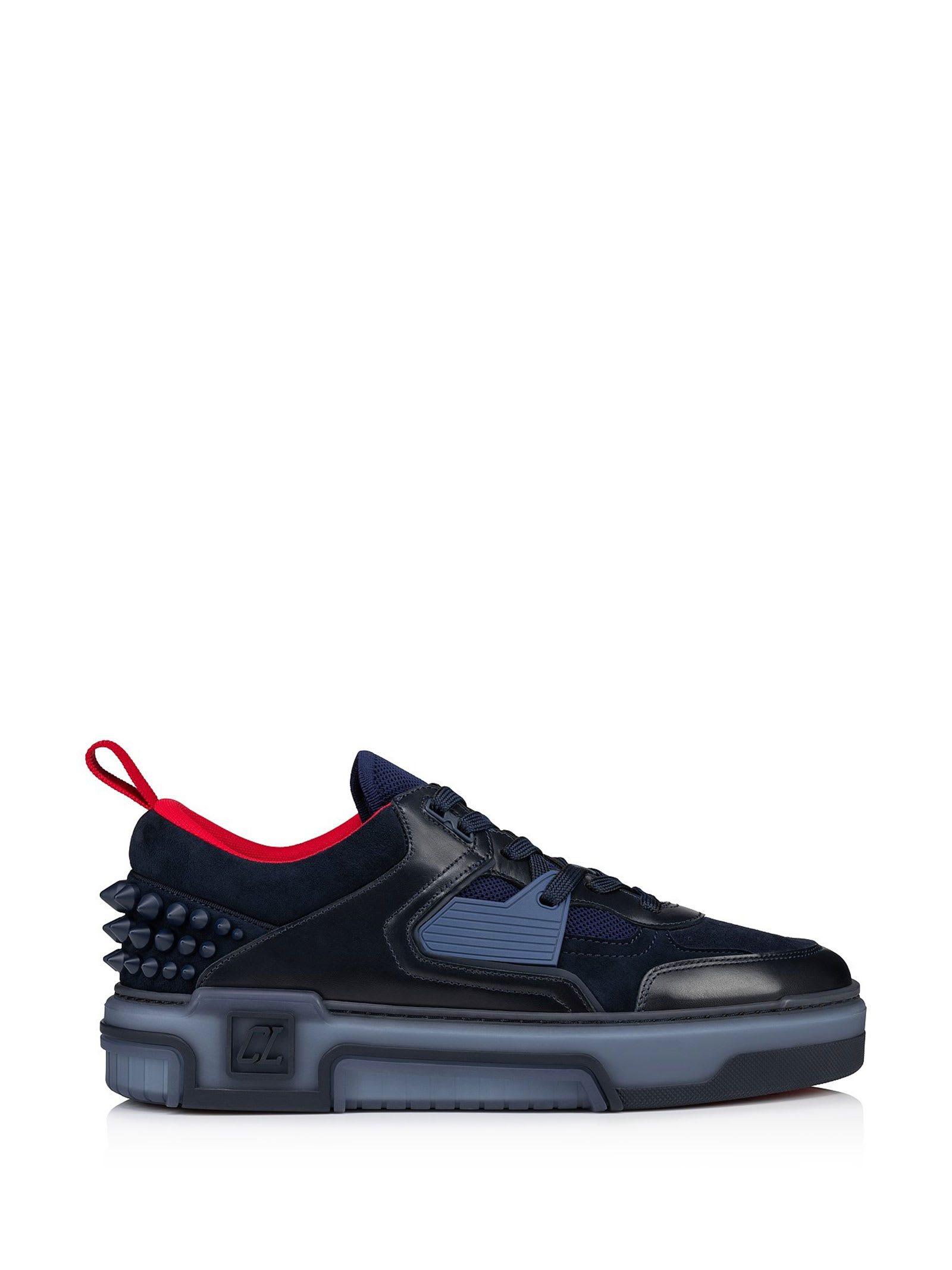 Shop Christian Louboutin Astroloubi Sneakers In Calf Leather And Suede In Marine
