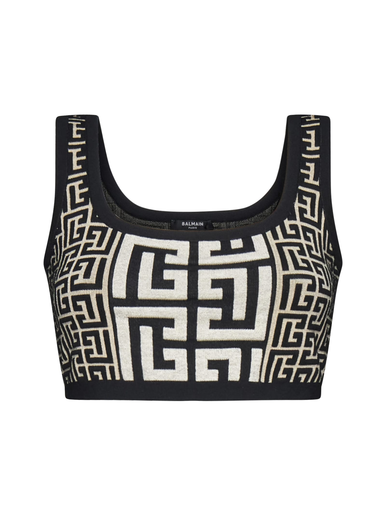 Shop Balmain Top In Ivoire Noir