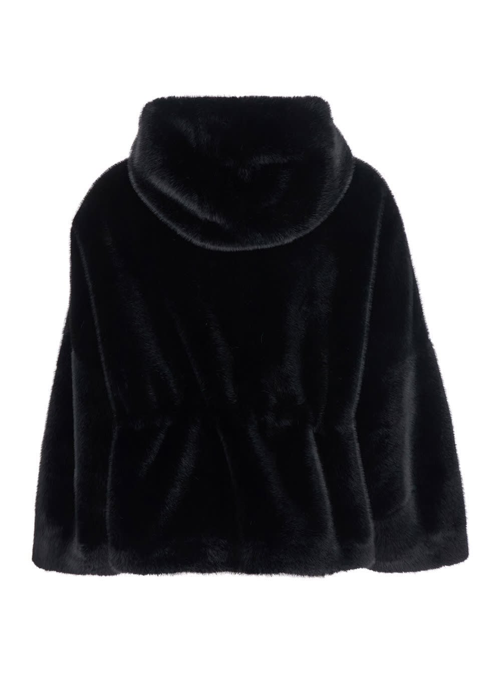 Valentini 1972 Faux-fur Hooded Jacket In Black