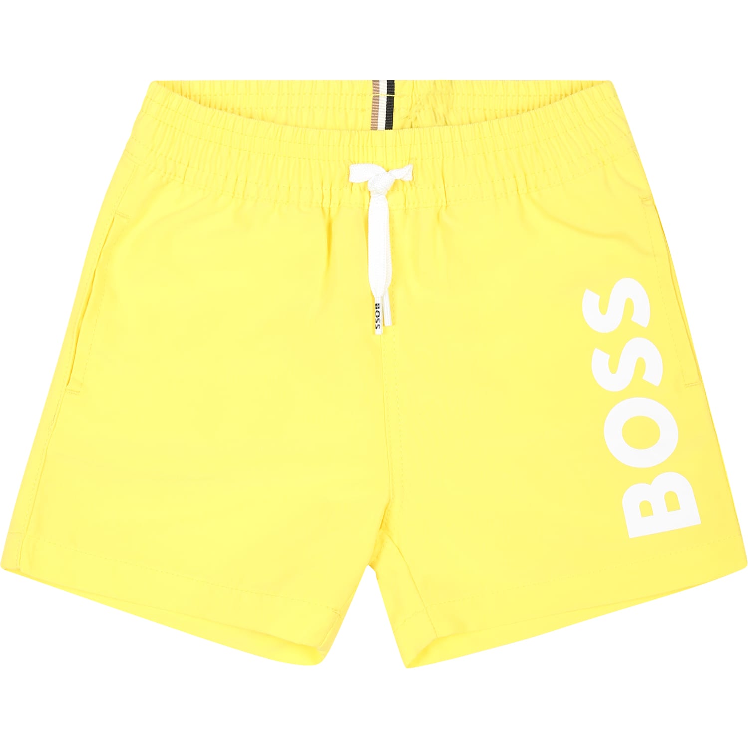 Hugo Boss Yellow Swim Shorts For Baby Boy With Logo In Yellow