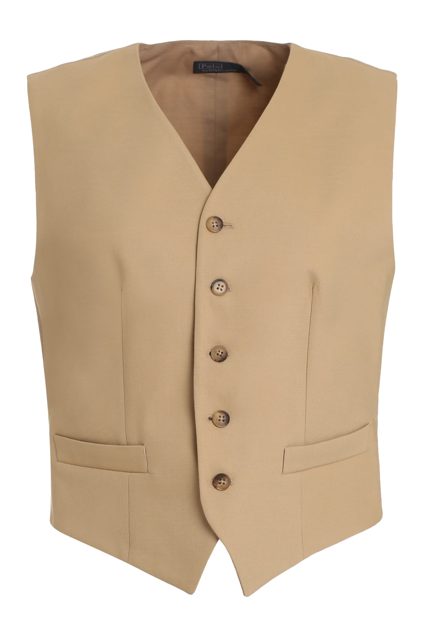 Polo Ralph Lauren Cotton And Wool Vest In Camel