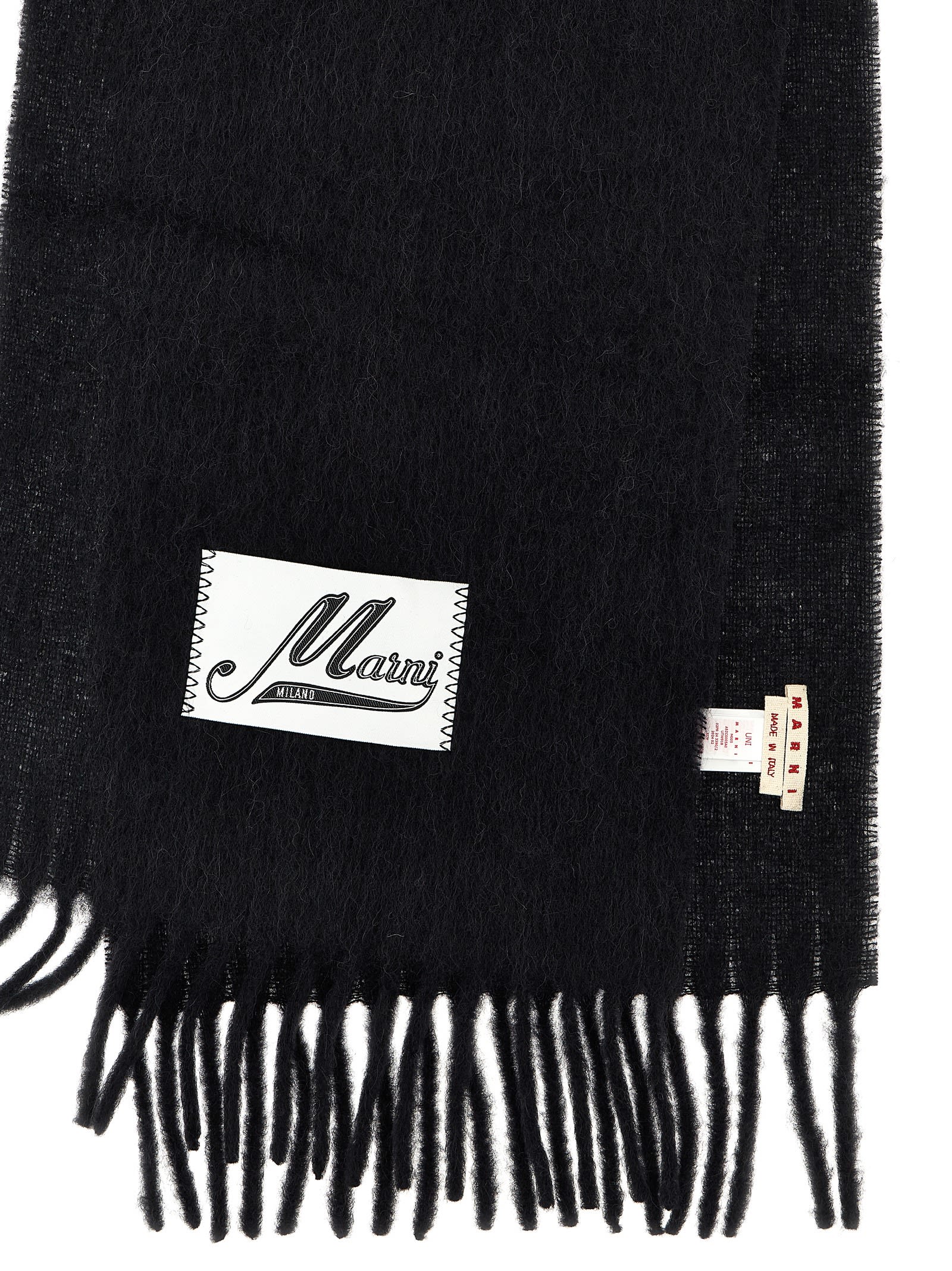 Shop Marni Logo Patch Scarf In Black