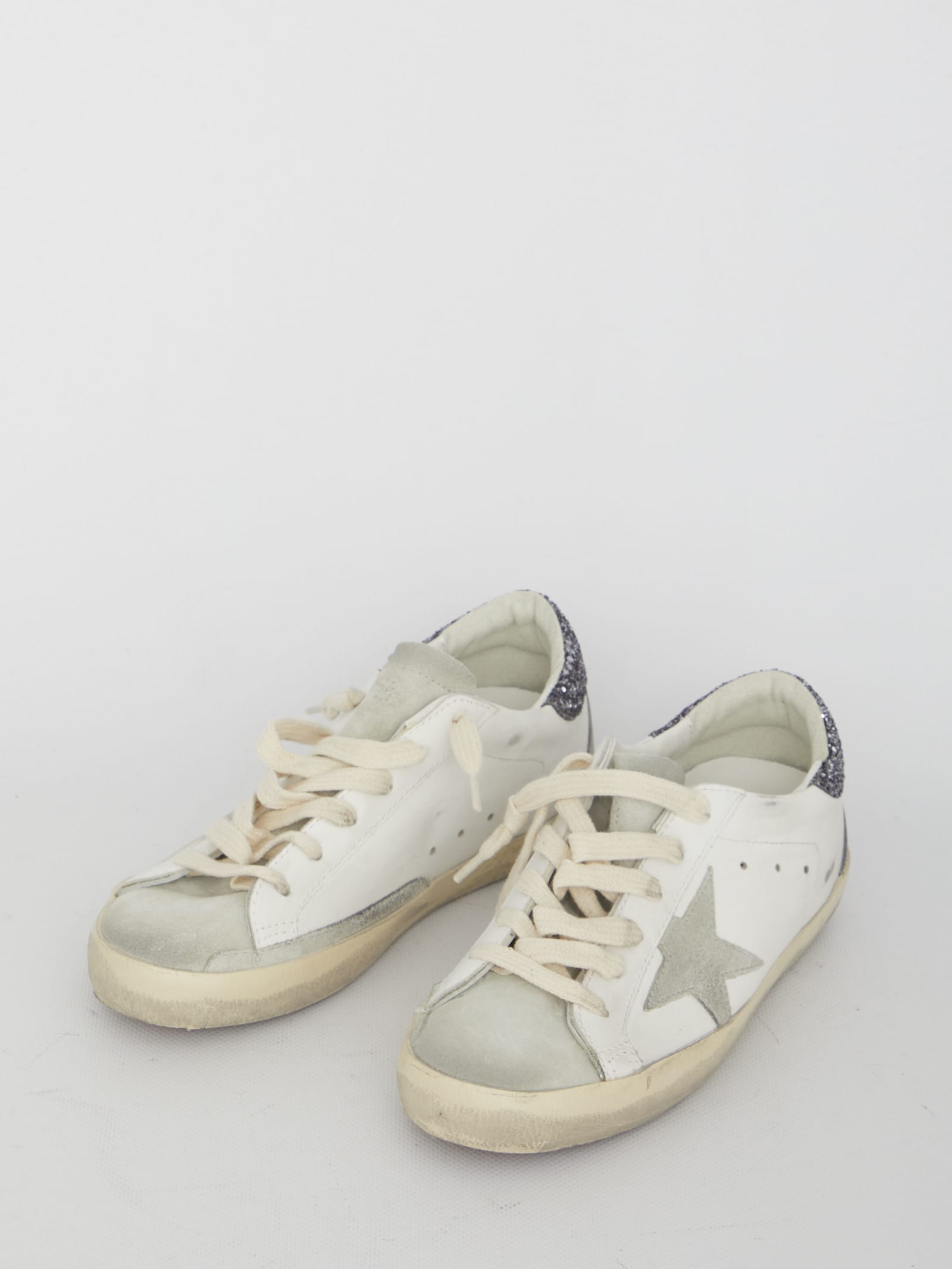 Shop Golden Goose Super-star Sneakers In White Ice Grey