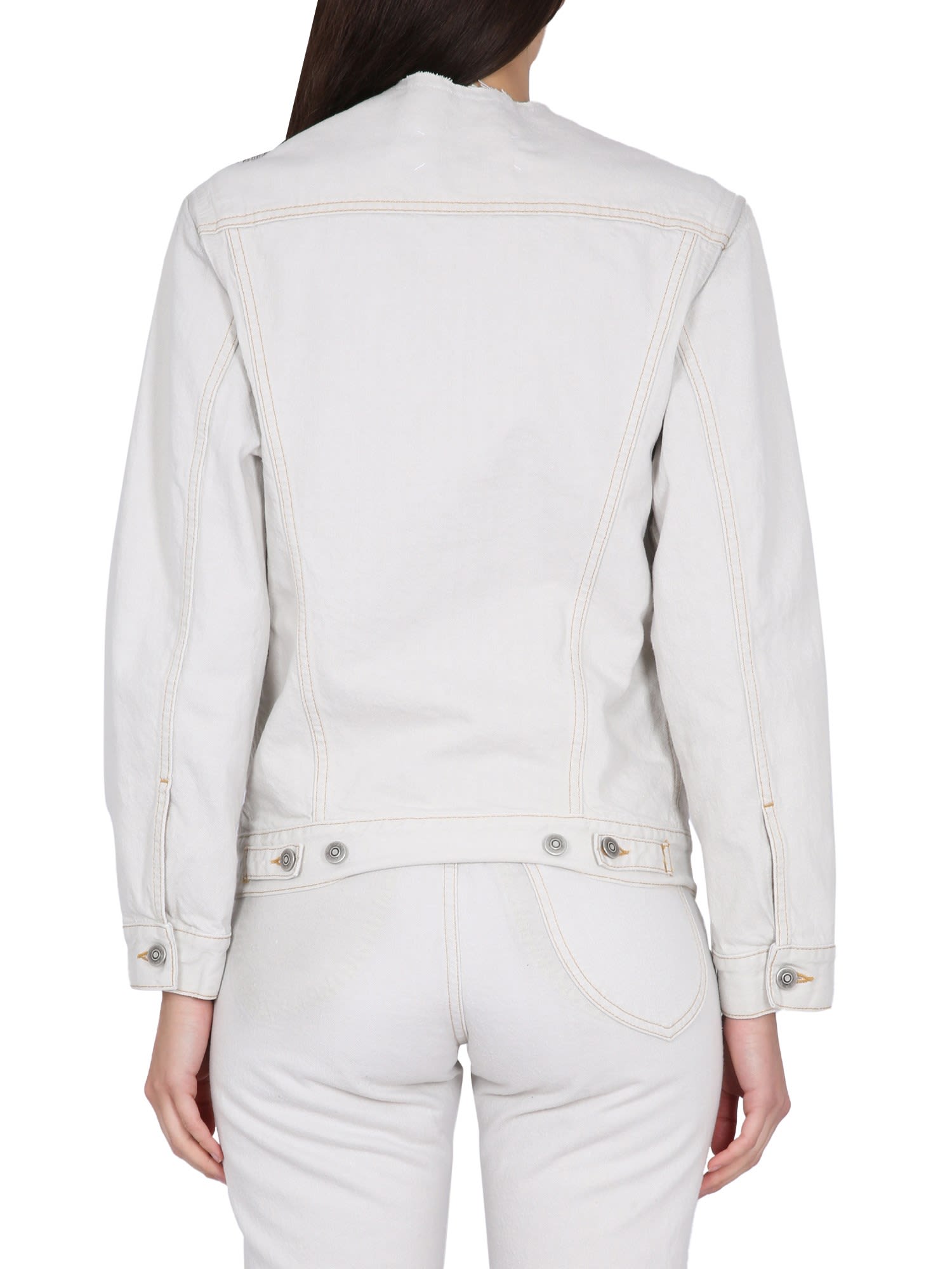 Maison Margiela Asymmetrical Ice Denim Jacket In Black