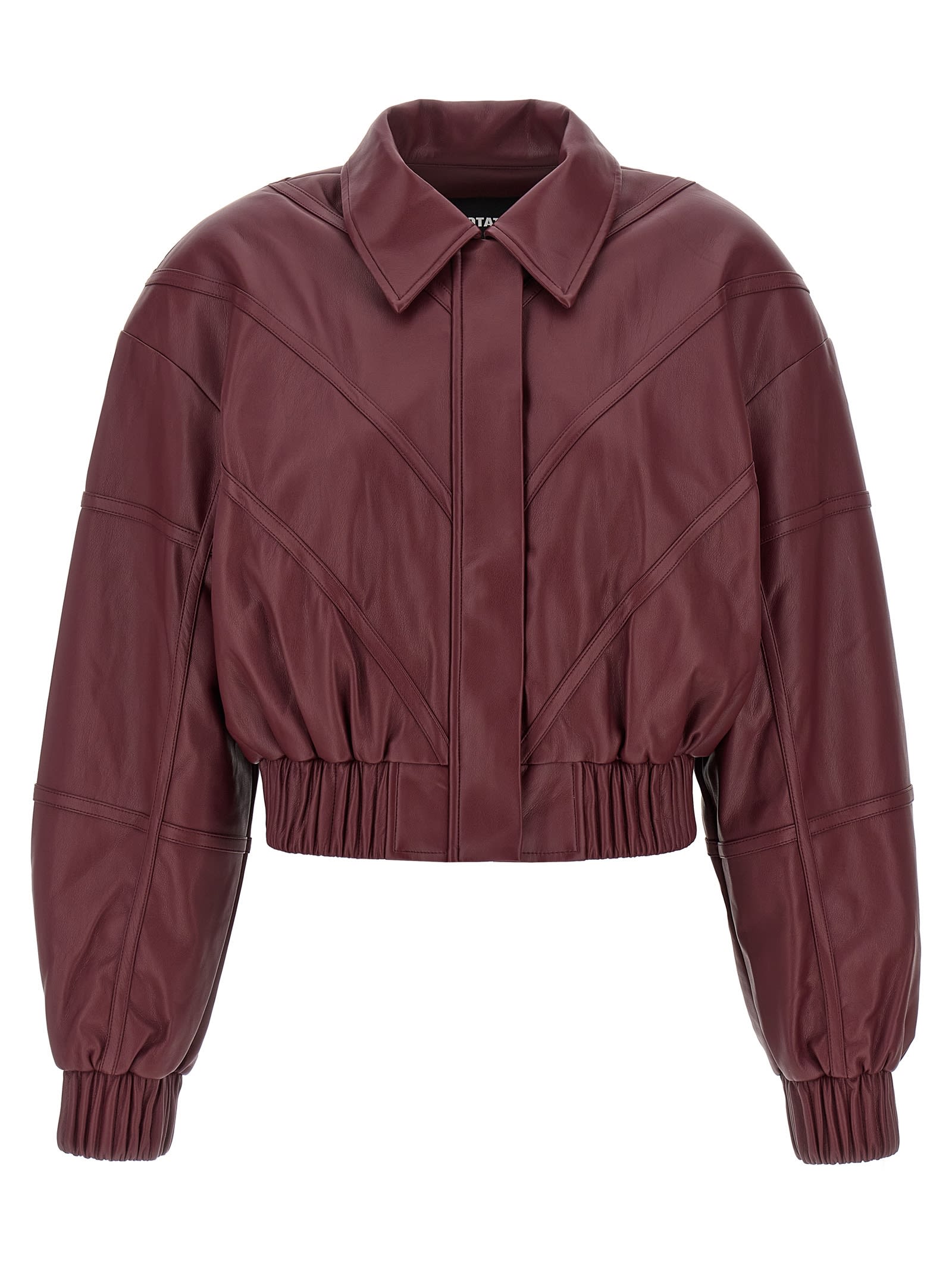 Rotate Birger Christensen Collared Panel Detailing Bomber Jacket In Burgundy