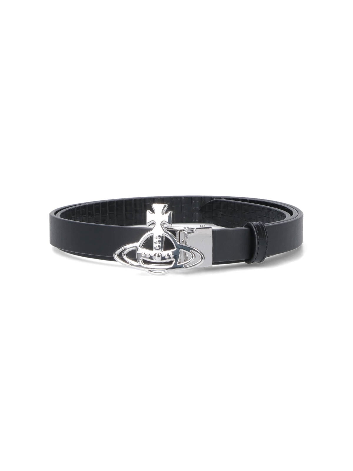 Vivienne Westwood Small Line Orb Buckle Belt In Black