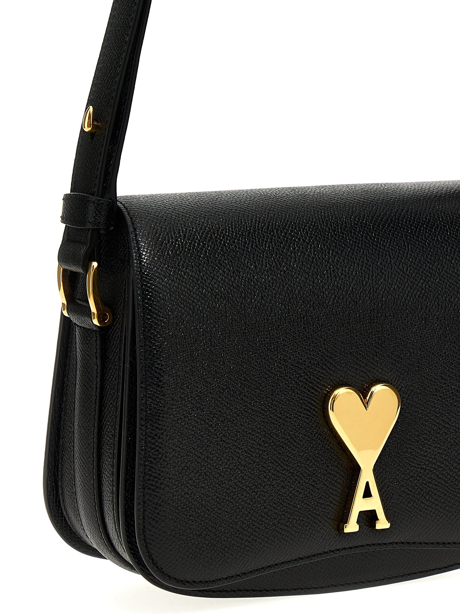 Shop Ami Alexandre Mattiussi Small Paris Paris Shoulder Bag In Black
