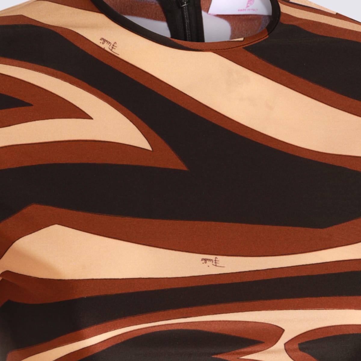 Pucci Black And Gold Viscose Dress In Brown