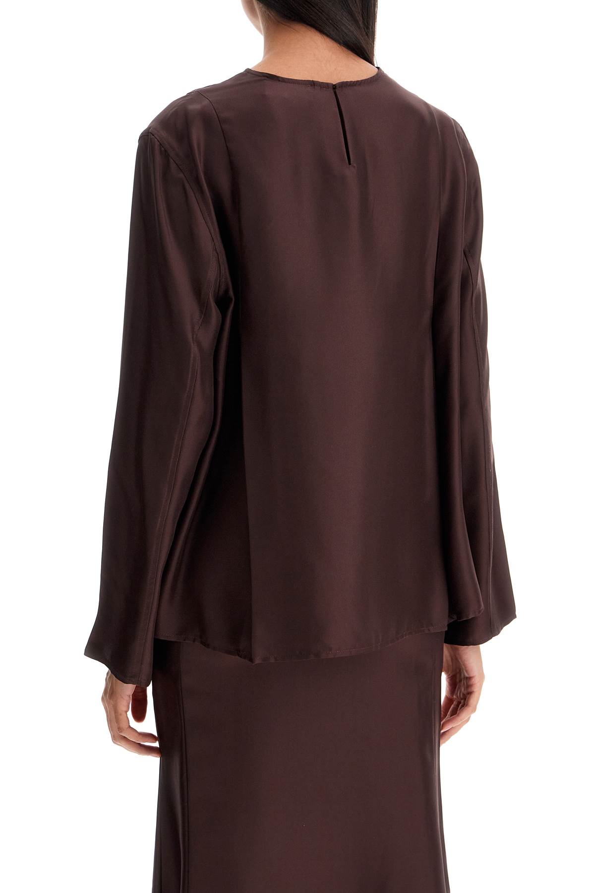 Shop Loulou Studio Silk Adalyn Blouse In Choco (brown)