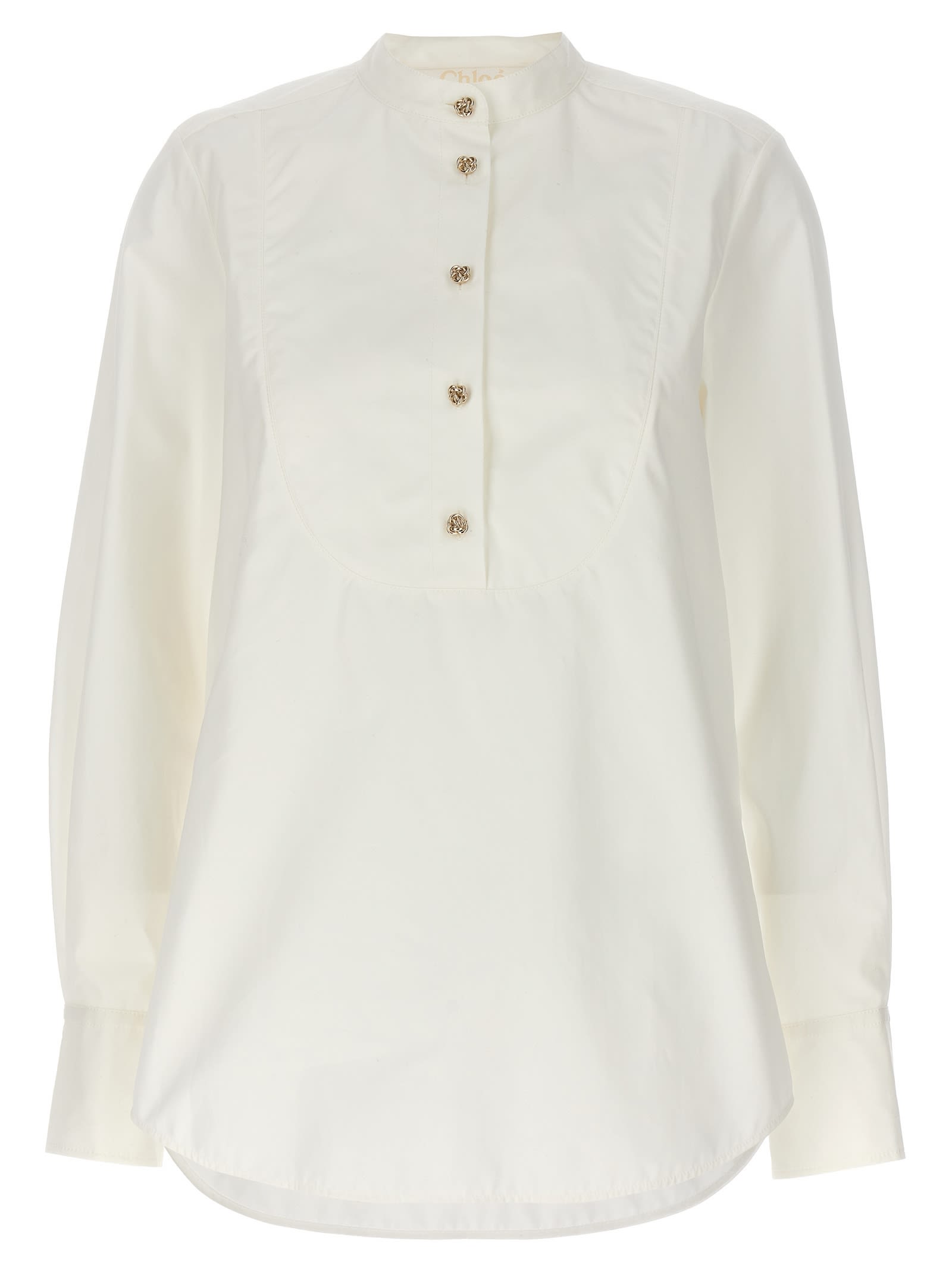Chloé Knot Button Shirt In White