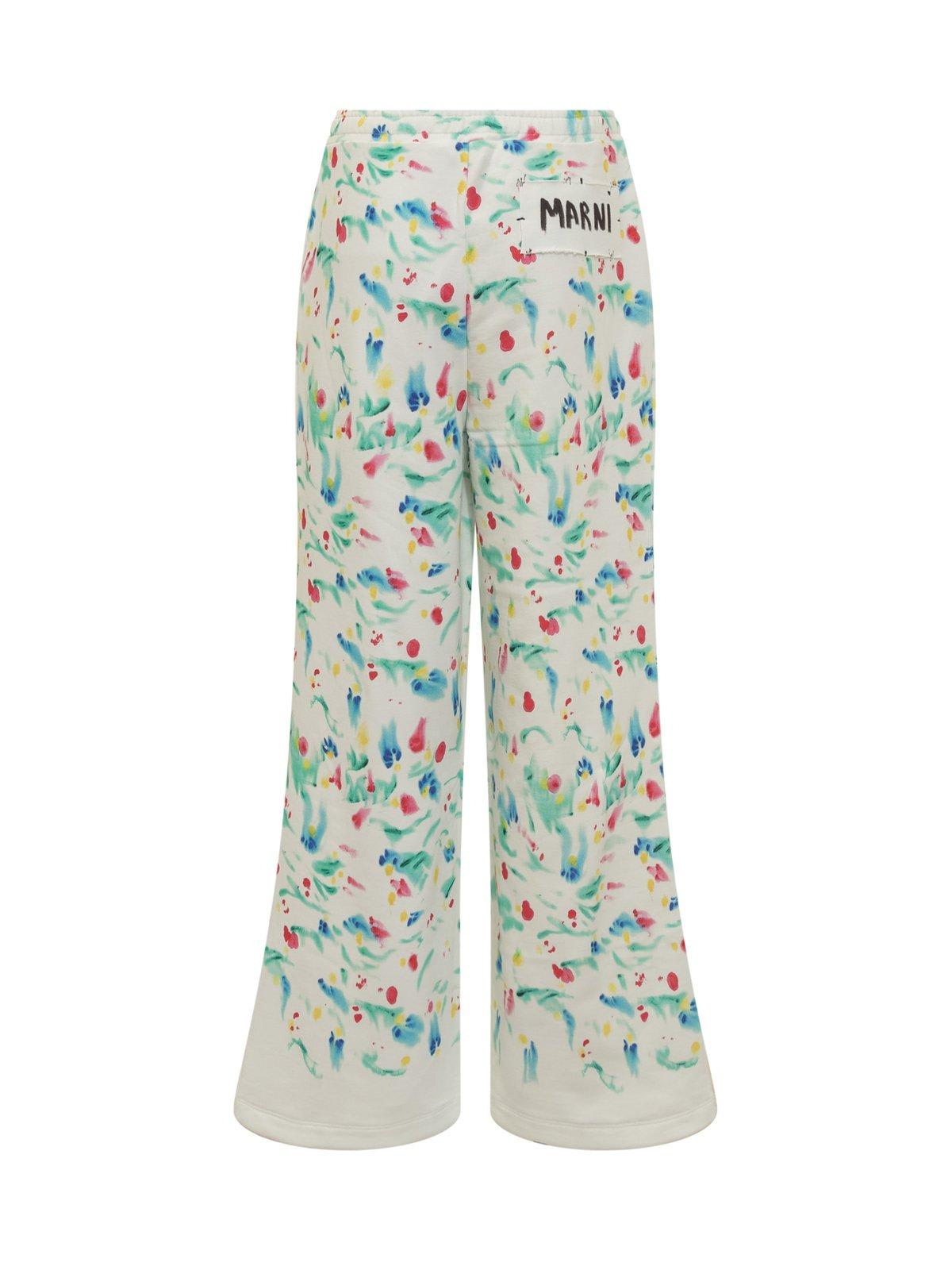 Shop Marni Logo Patch Motif Printed Pants