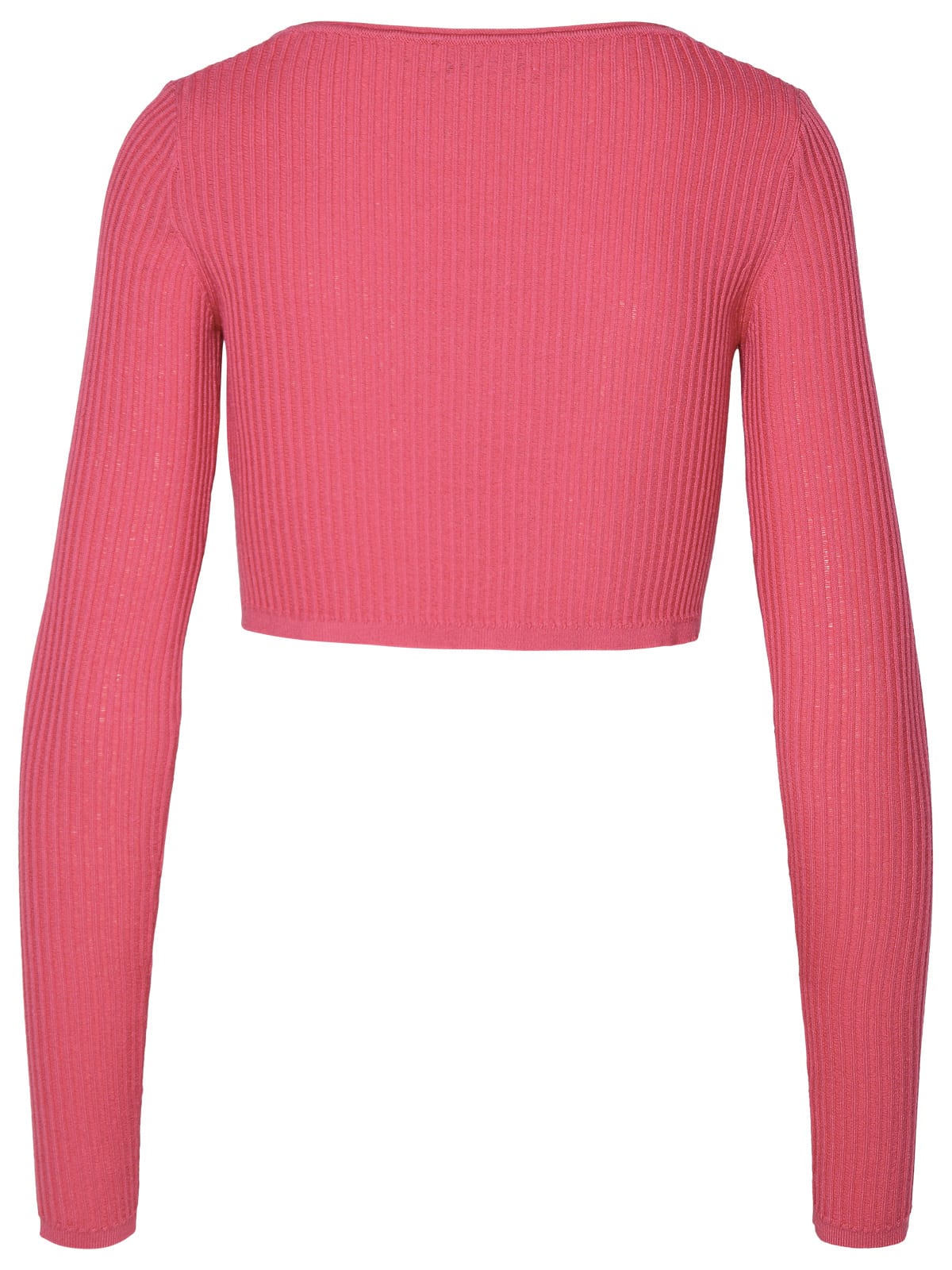 Shop Blumarine Fuchsia Viscose Blend Cropped Sweater In Red Bud