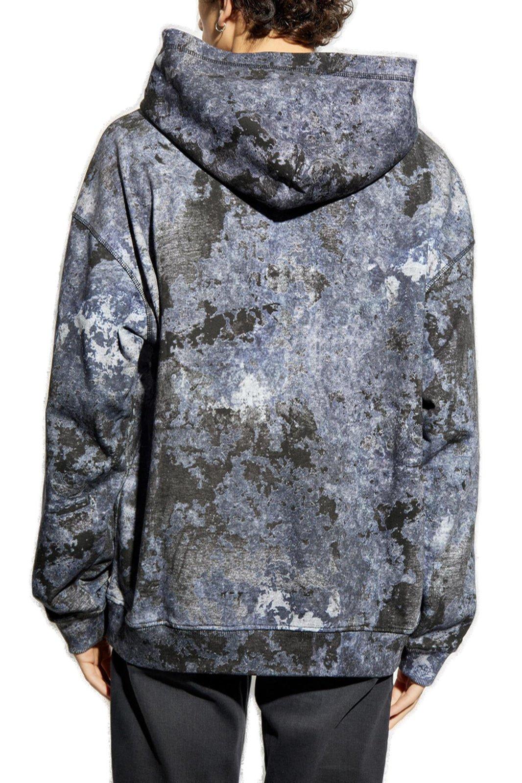 Diesel Crewneck Sweater With Hood And Abstract Print
