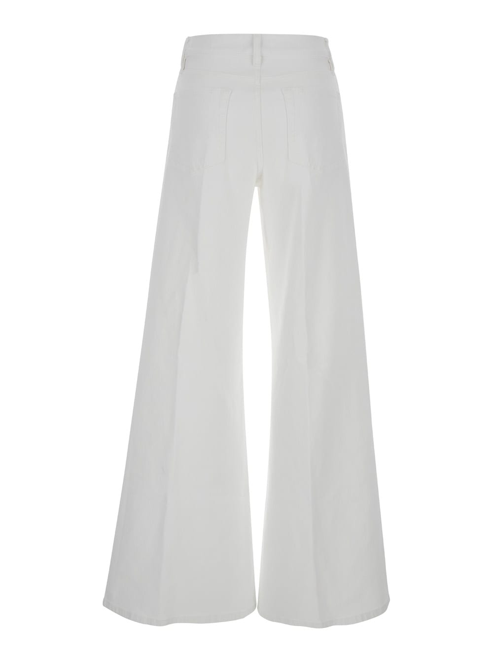 Shop Frame Le Palazzo White Wide Jeans With Branded Button In Denim Woman