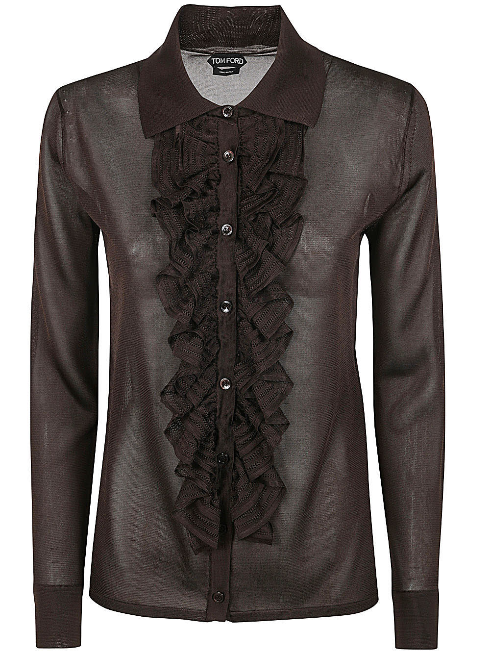 Shop Tom Ford Knitted Shirt In Chocolate Brown