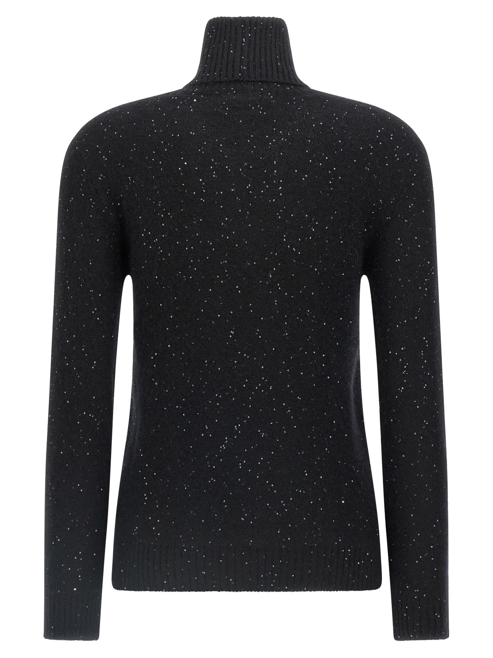 Fabiana Filippi Sequin Turtleneck Sweater Sweaters And Cardigans Black In Black
