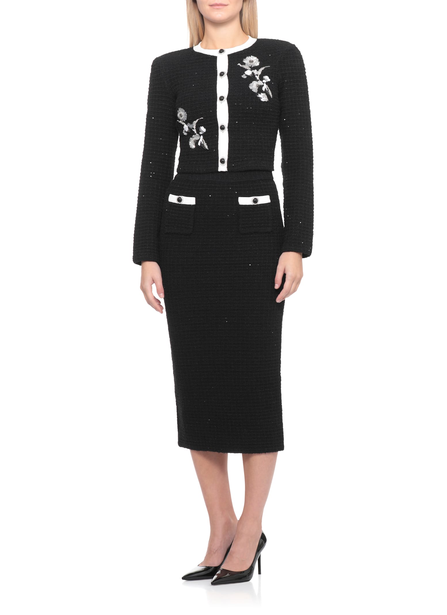 Self-portrait Skirt With Paillettes In Black