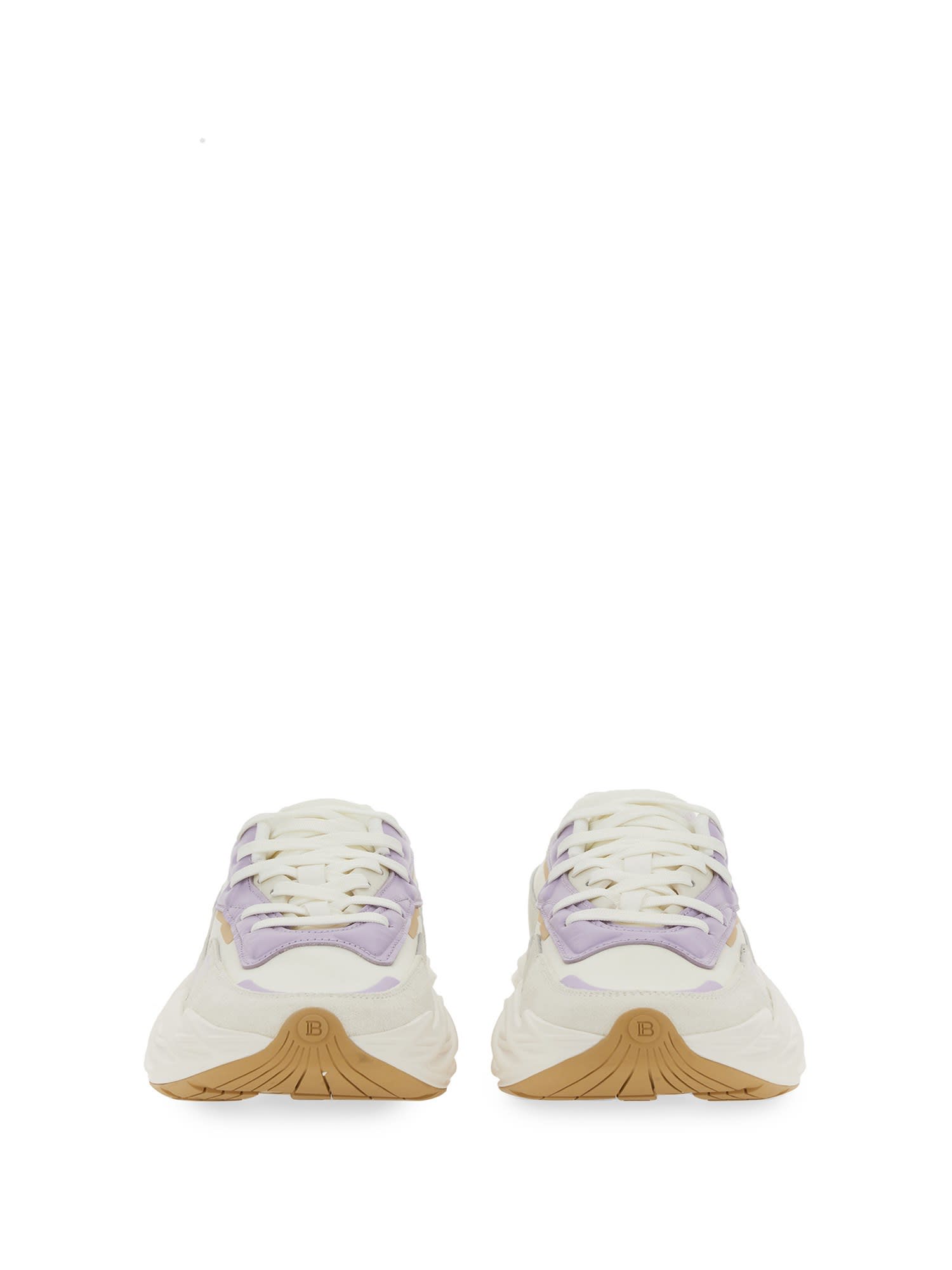 Balmain B-east Colorblock Leather Trainer Sneakers In Avorio