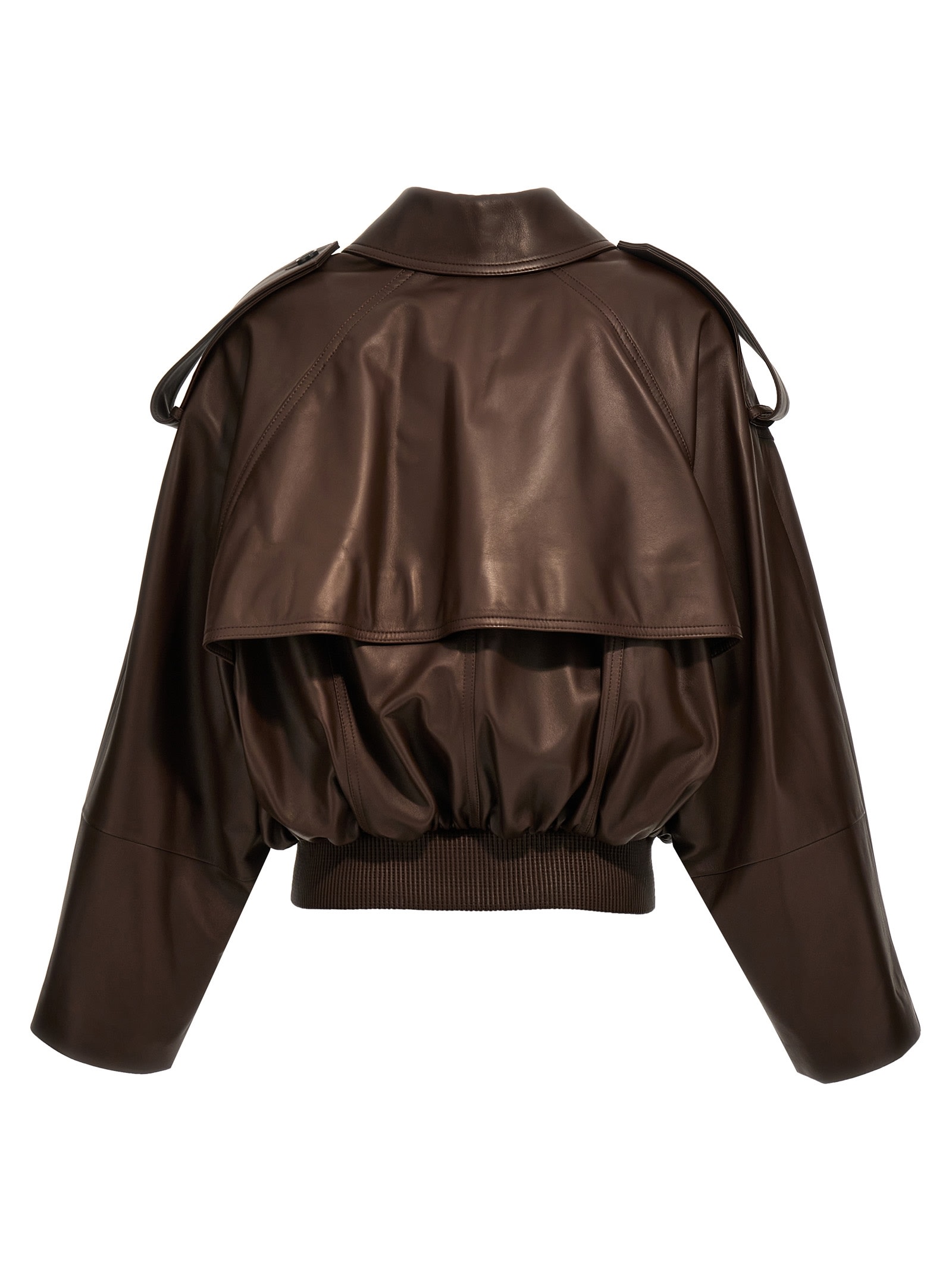 Shop Loewe Double-breasted Leather Jacket In Brown