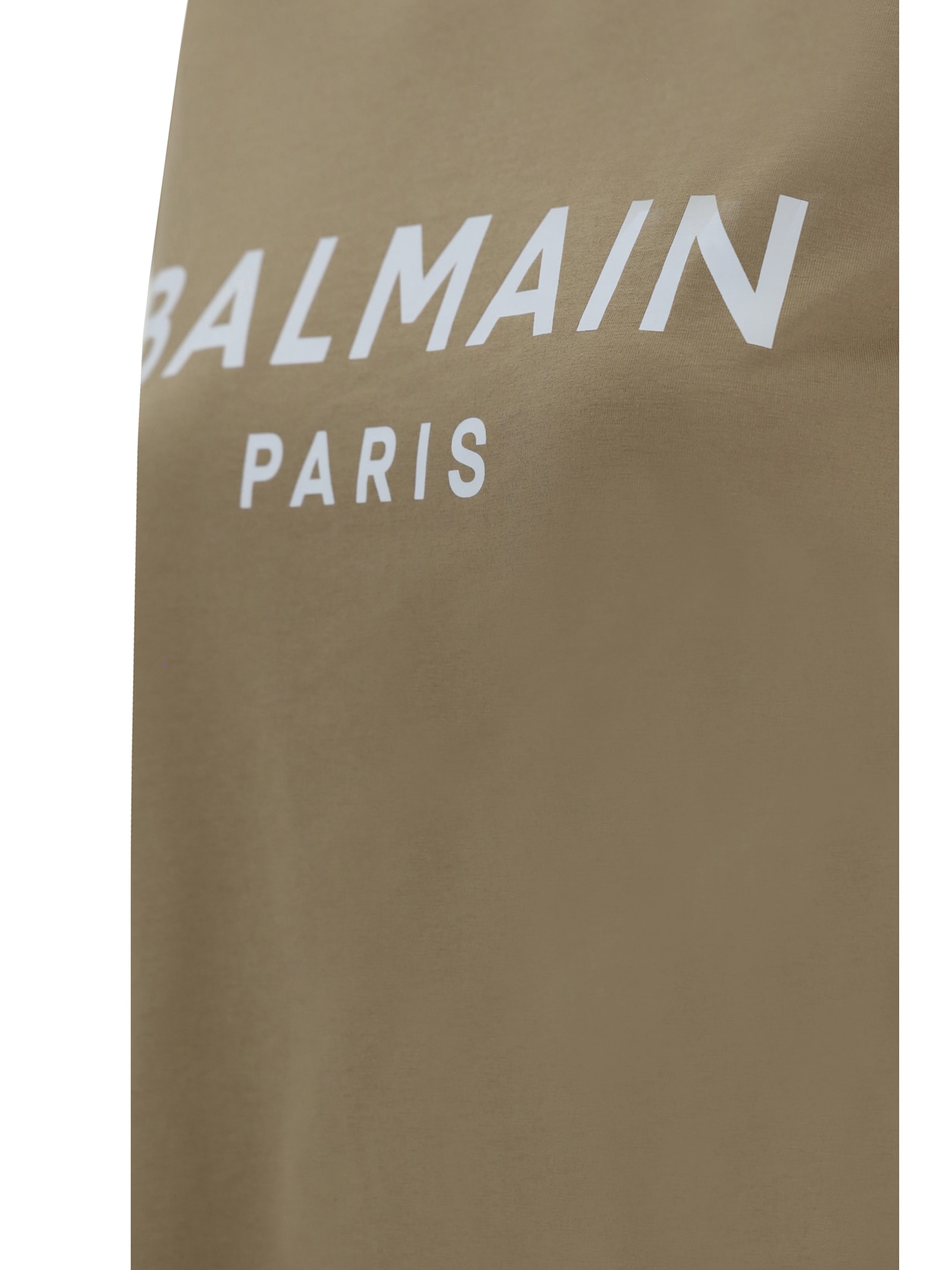 Shop Balmain T-shirt In Beige/blanc