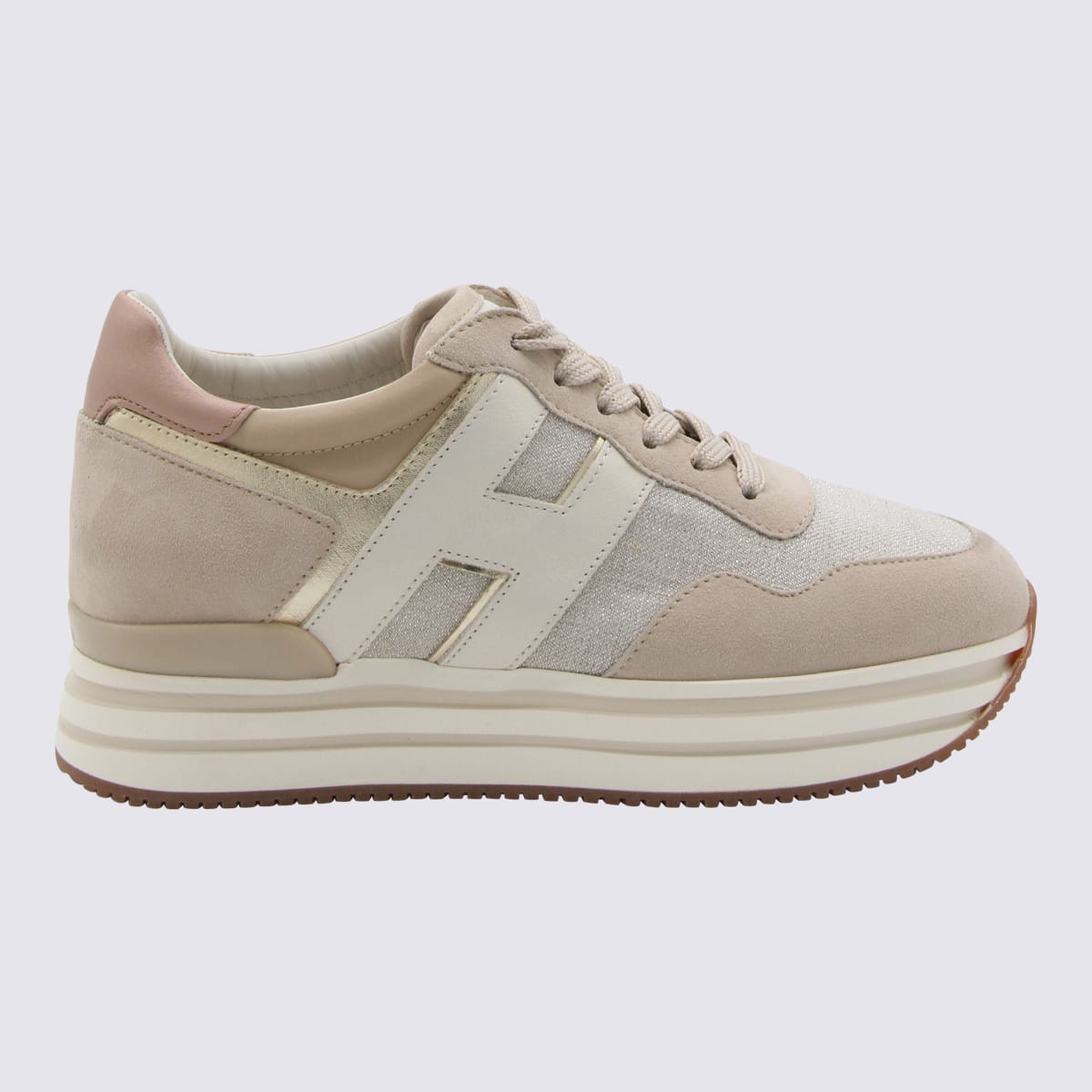 HOGAN BEIGE LEATHER H222 MIDI SNEAKERS