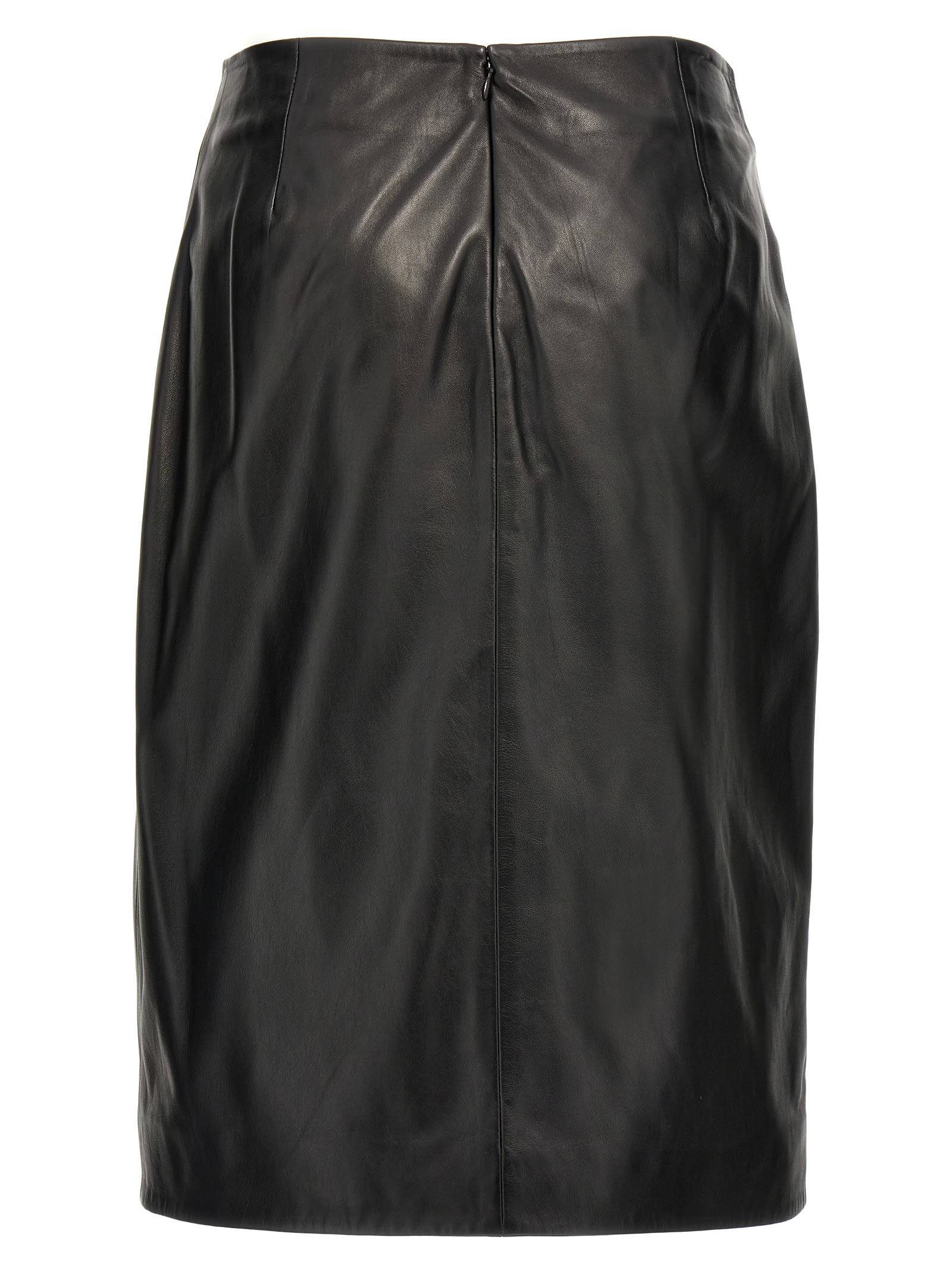 Loulou Studio Slit Leather Pencil Skirt In Black