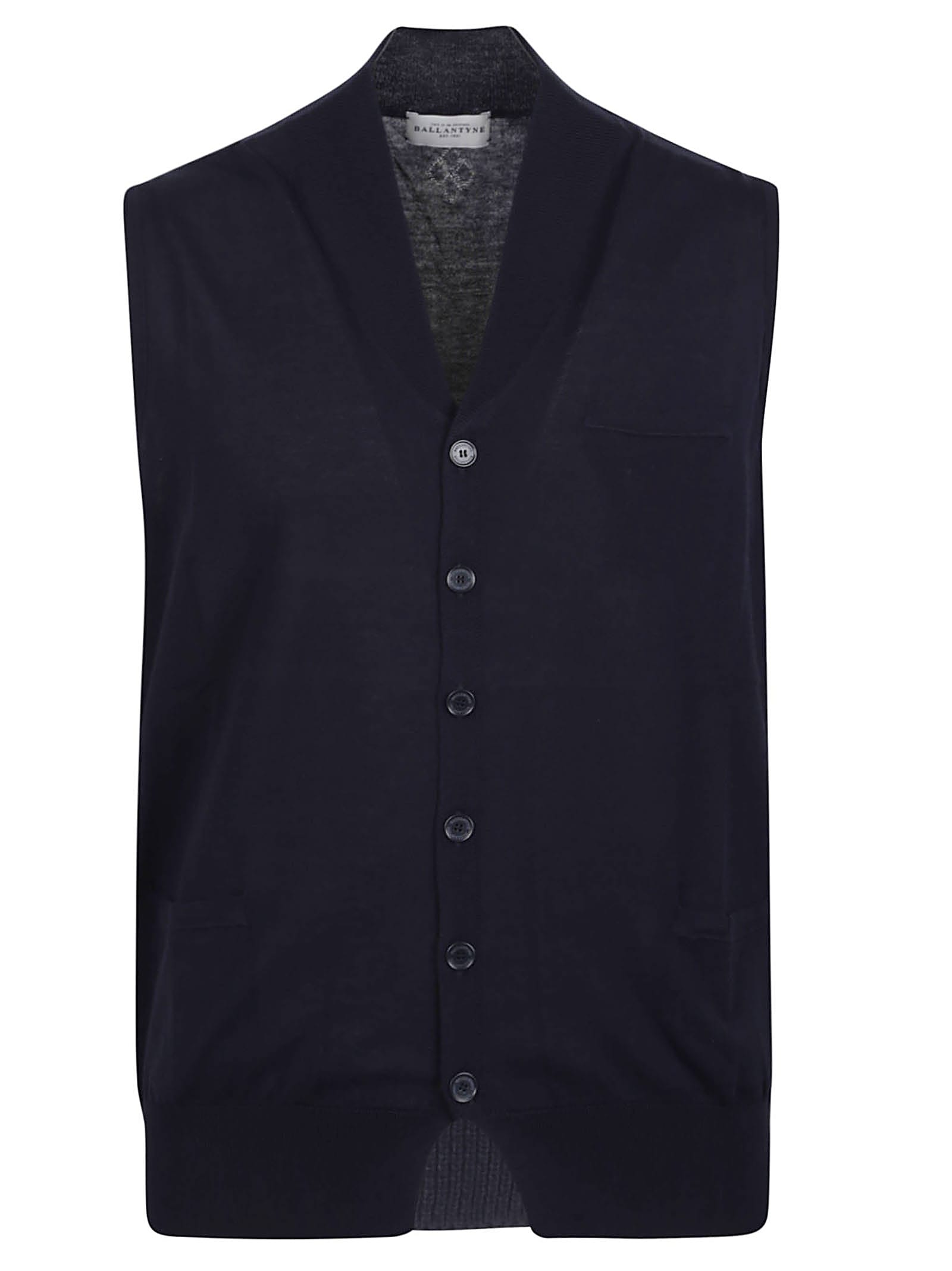 Shop Ballantyne Plain V-neck Vest In Navy