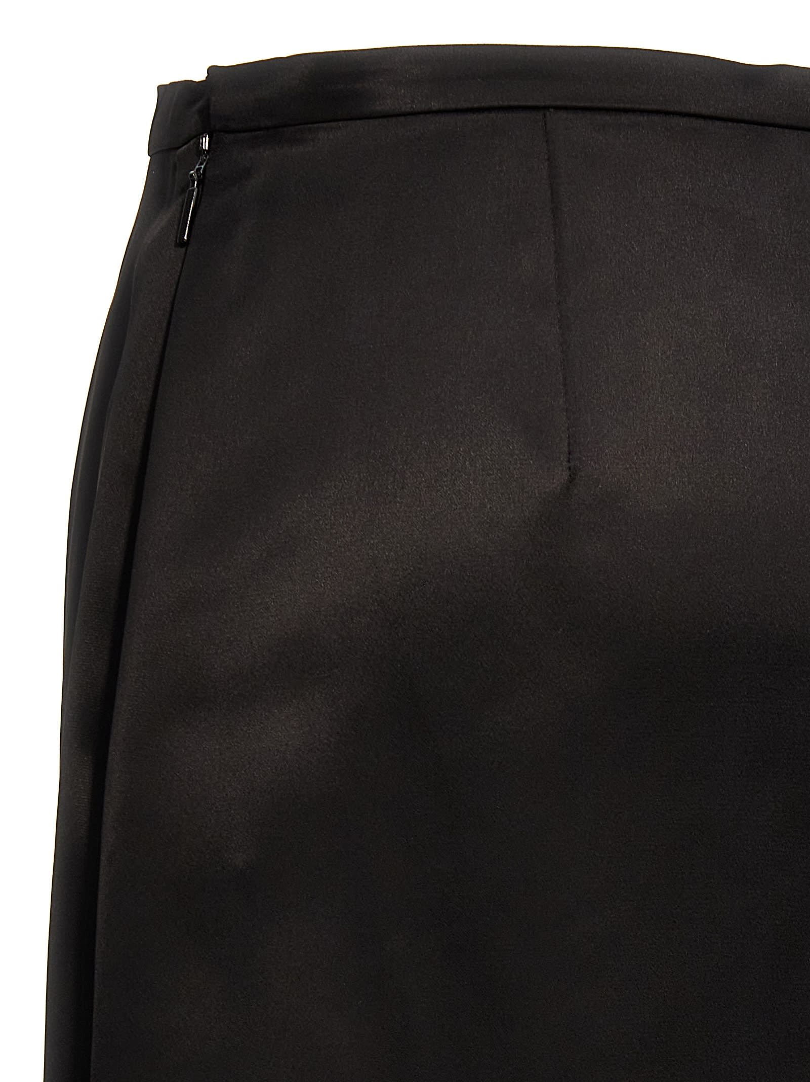 Shop Saint Laurent Satin Skirt In Black