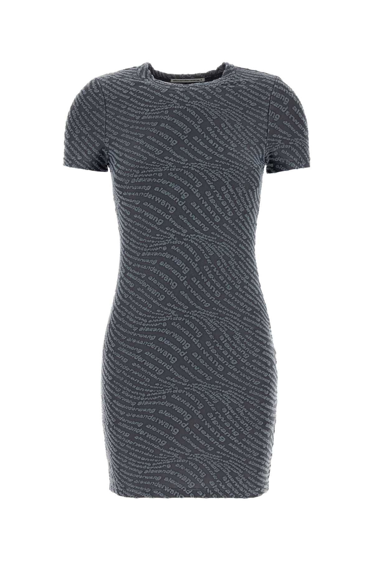 Dark Grey Stretch Polyester Mini Dress