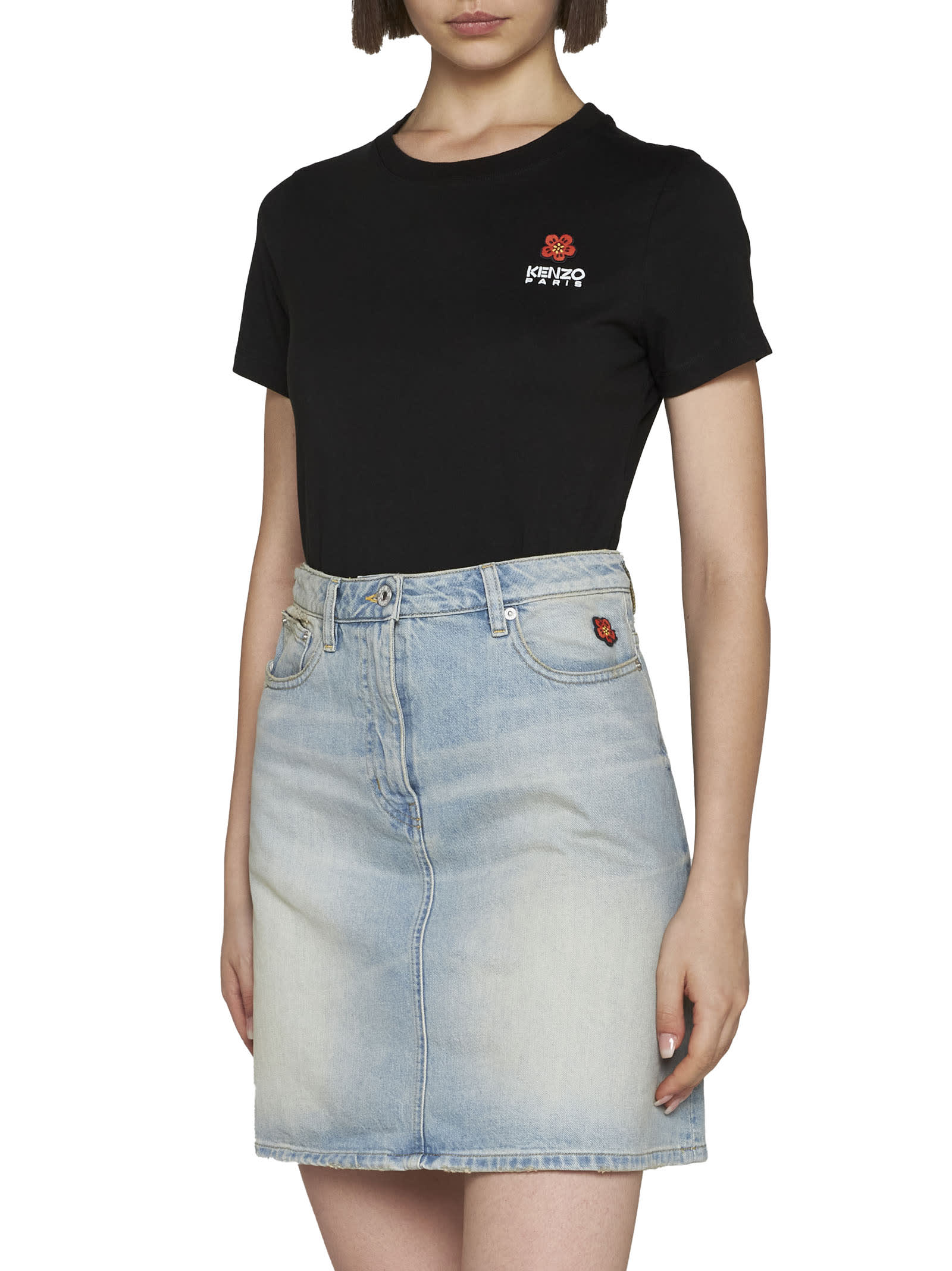 Kenzo Denim Miniskirt In Medium Stone Blue Denim