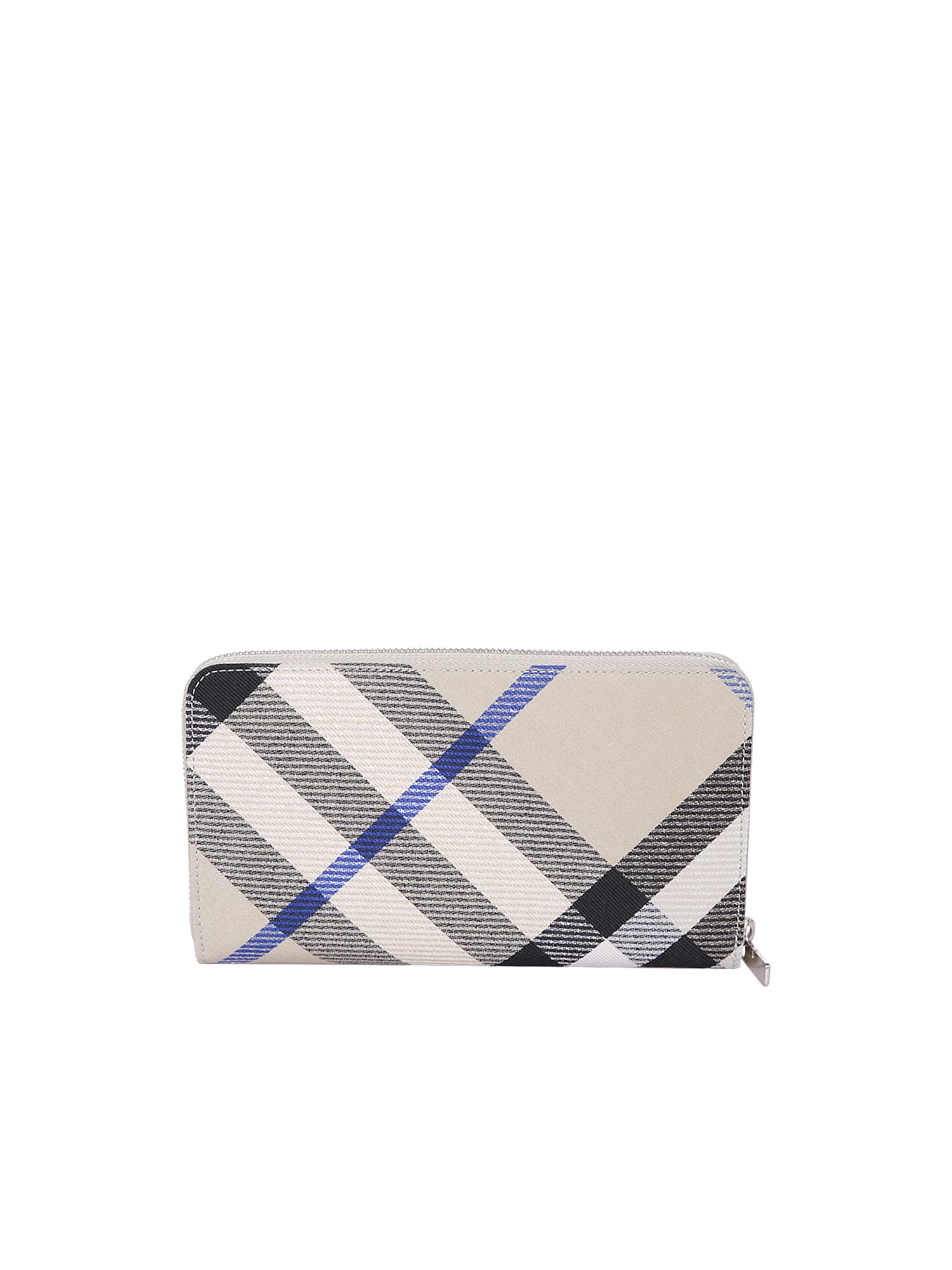 Shop Burberry L Zip Check Ivory Wallet In White