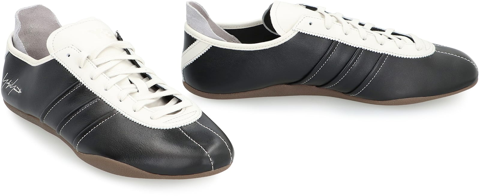 Y-3 Debossed Leather Tokyo Sneakers With Lace-up Closure In Black