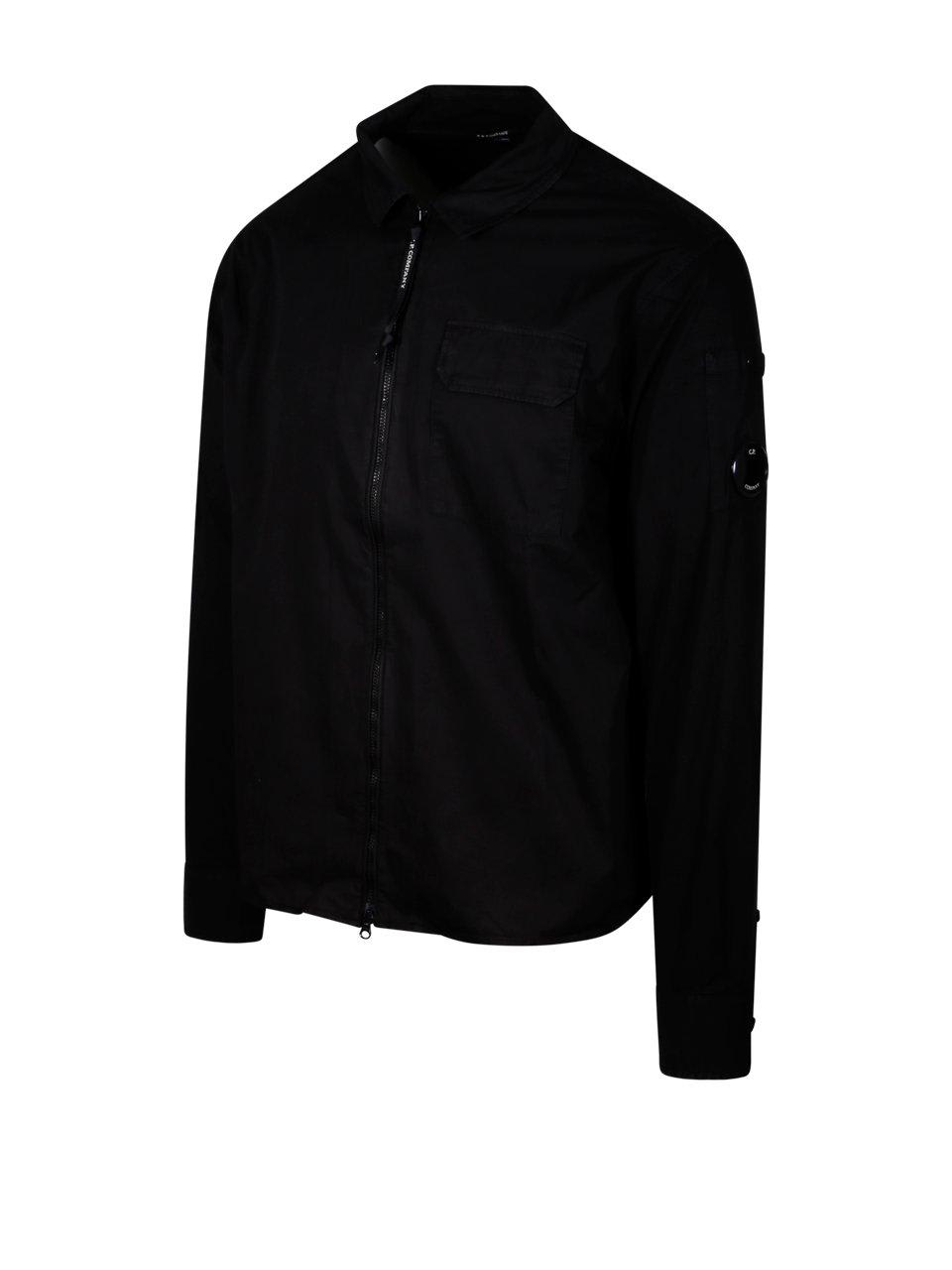 Shop C.p. Company Zip Up Collared Shirt In Black