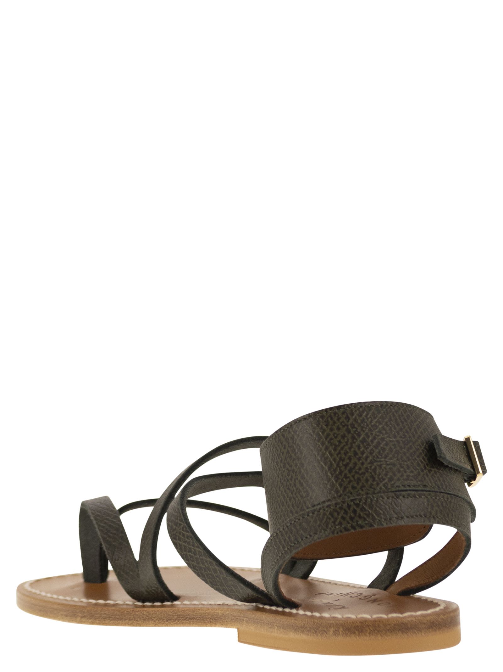 Shop Longchamp X K.jacques Leather Sandals In Dark Green