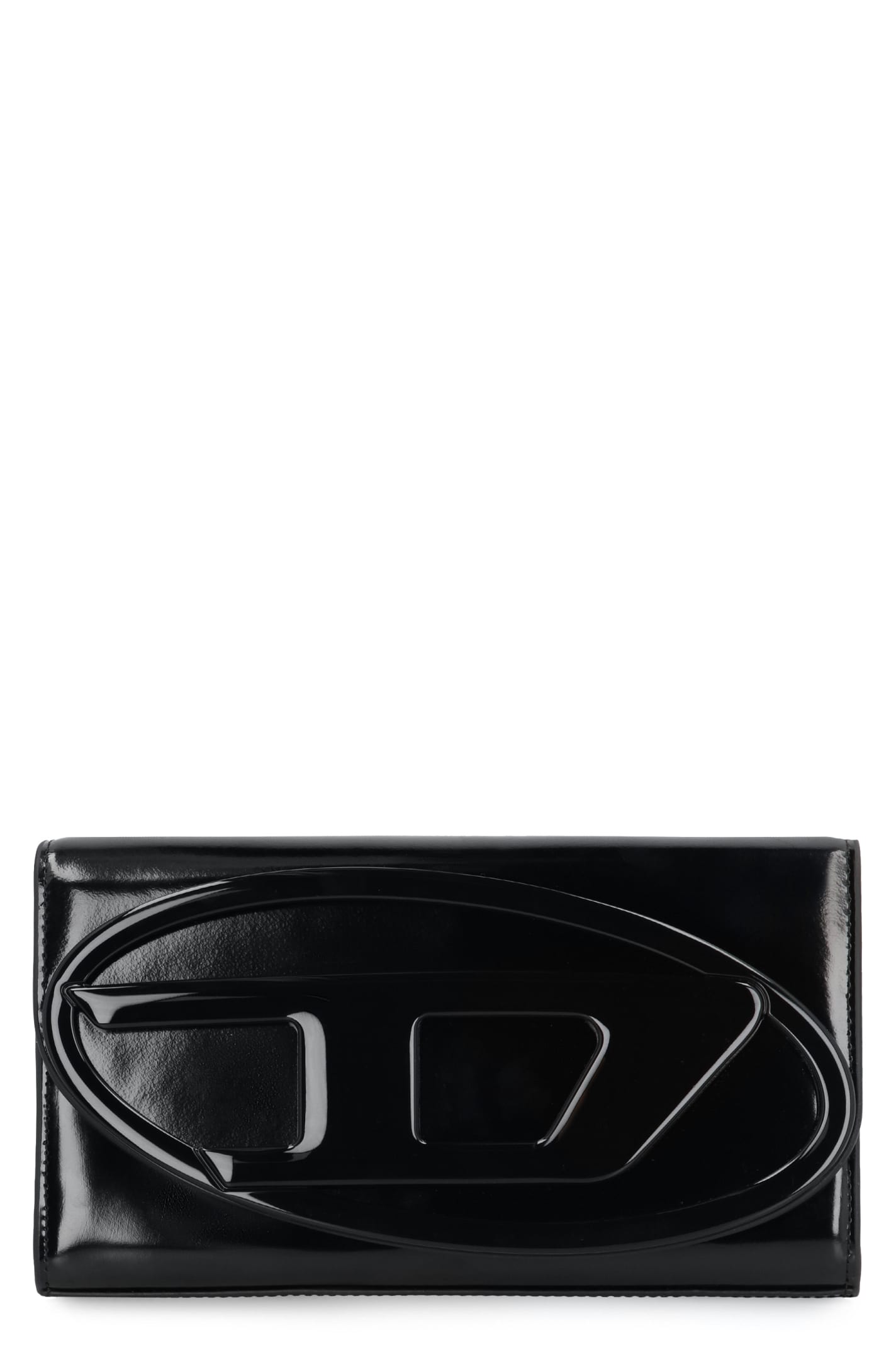 Shop Diesel 1dr Leather Wallet On Chain In Black