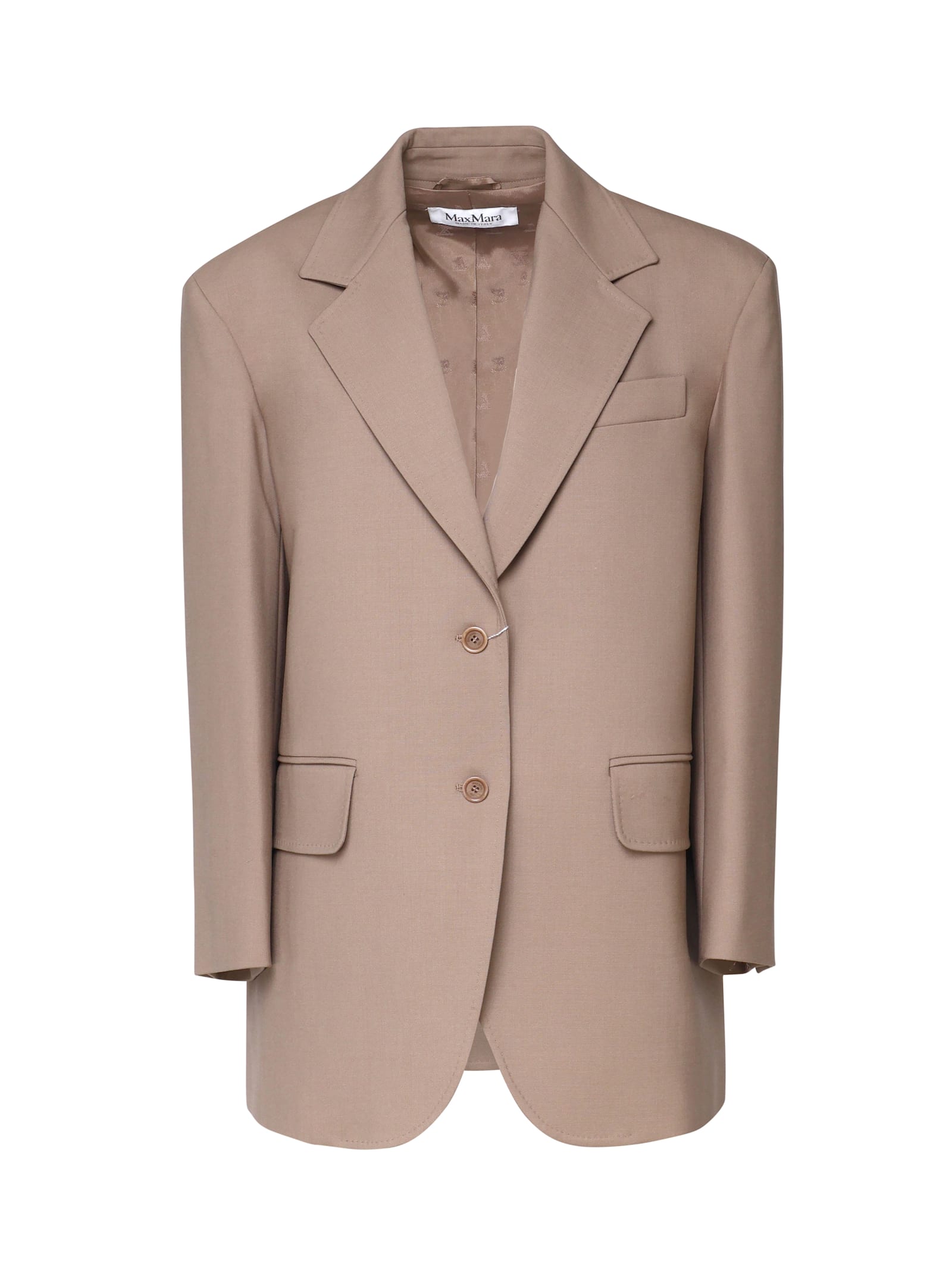 Shop Max Mara Suez Blazer In Virgin Wool In Marrone