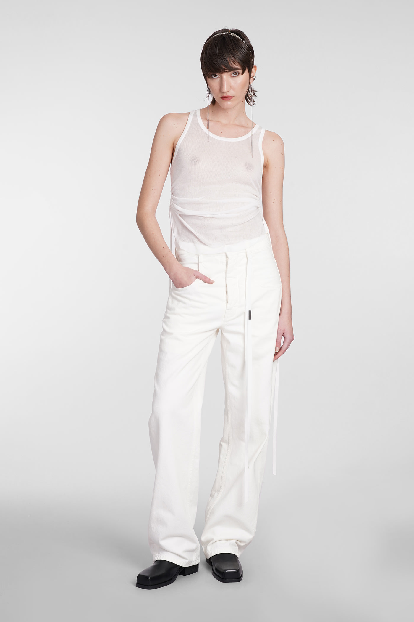 Shop Ann Demeulemeester Jeans In White Cotton