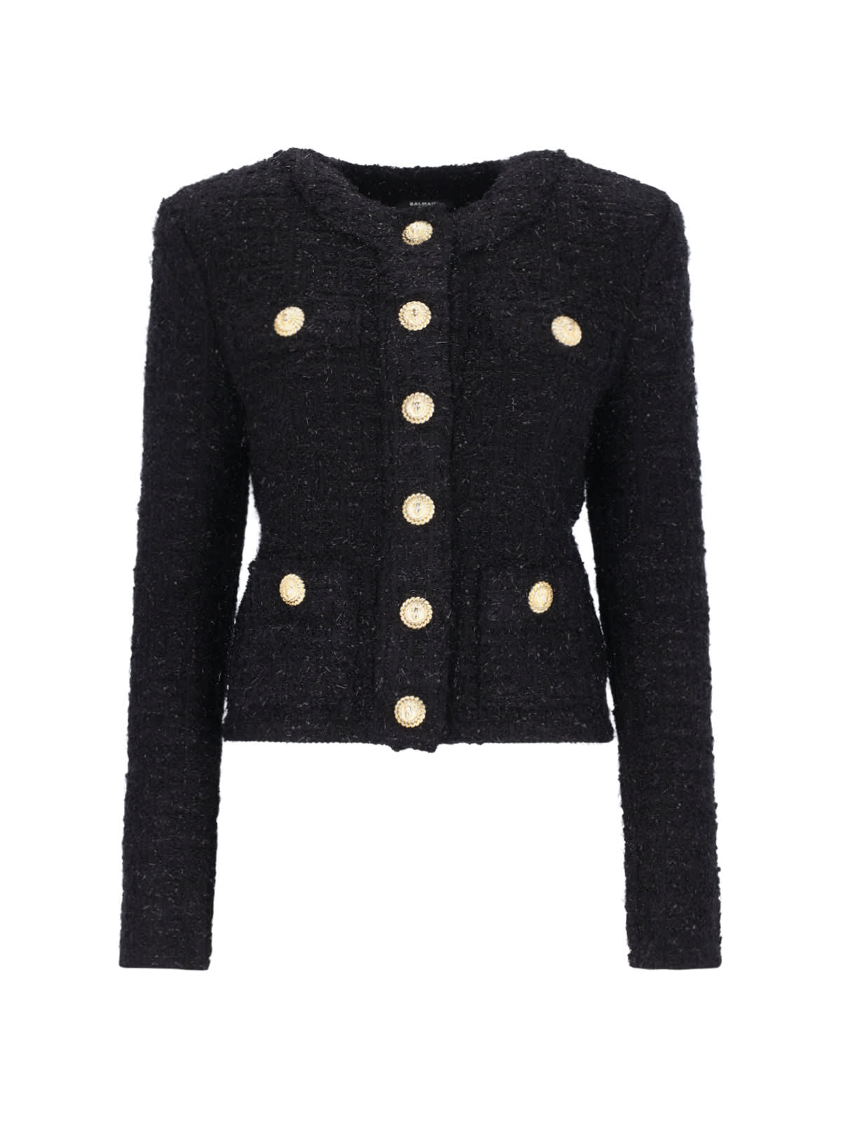 Shop Balmain Tweed Jacket In Black