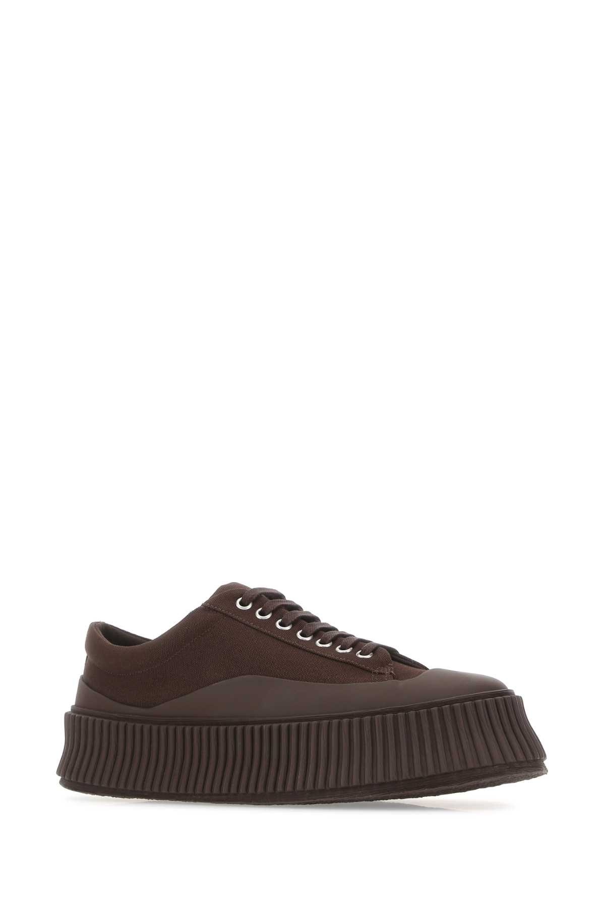 Jil Sander Brown Canvas And Rubber Trainers In 209