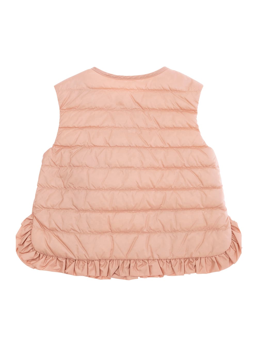 Moncler Portia Pink Sleeveless Down Jacket With Logo Patch Onthe Front In Tech Fabric Baby In Pink