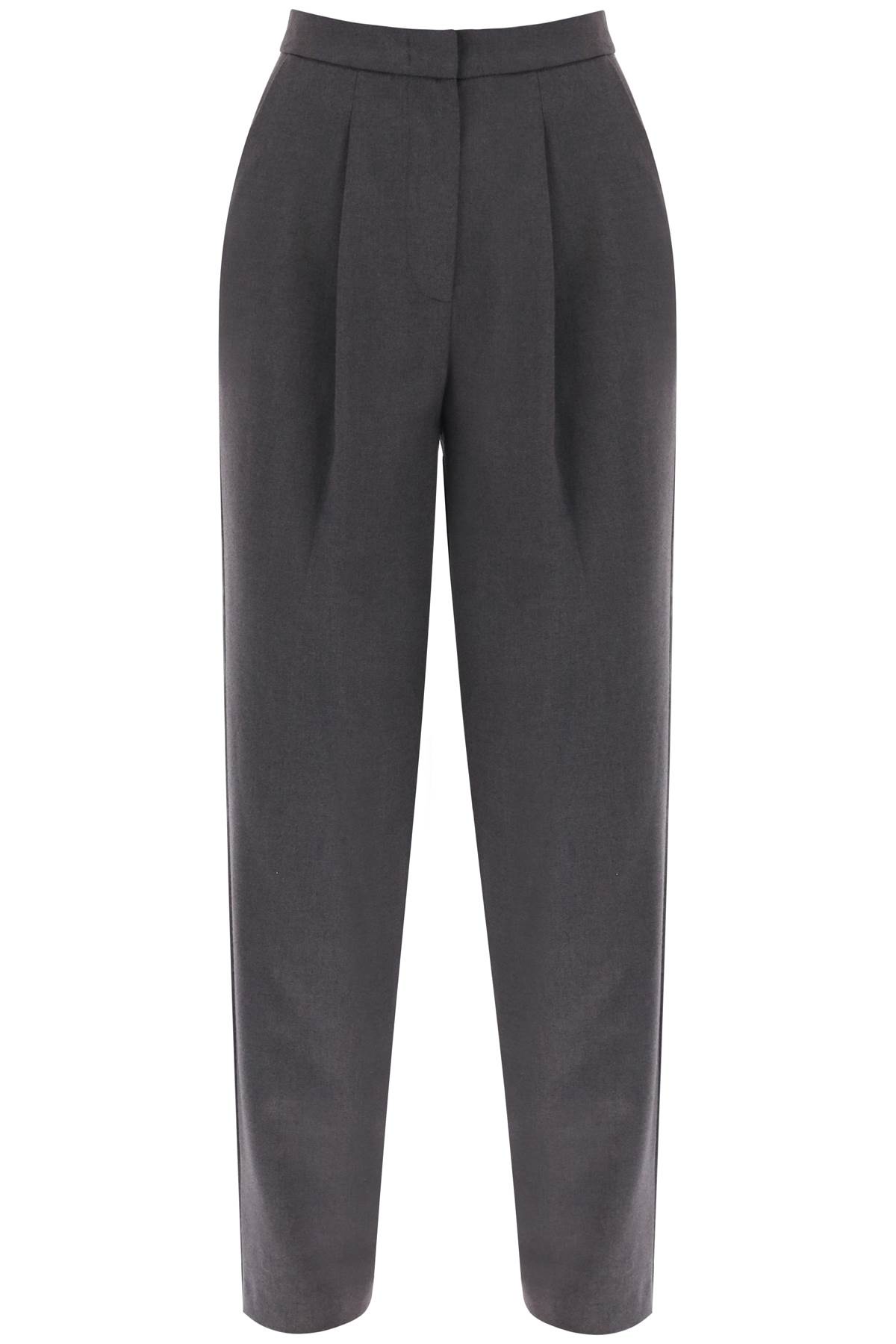 Shop Mvp Wardrobe Meda Wool Blend Trousers In Perla (grey)