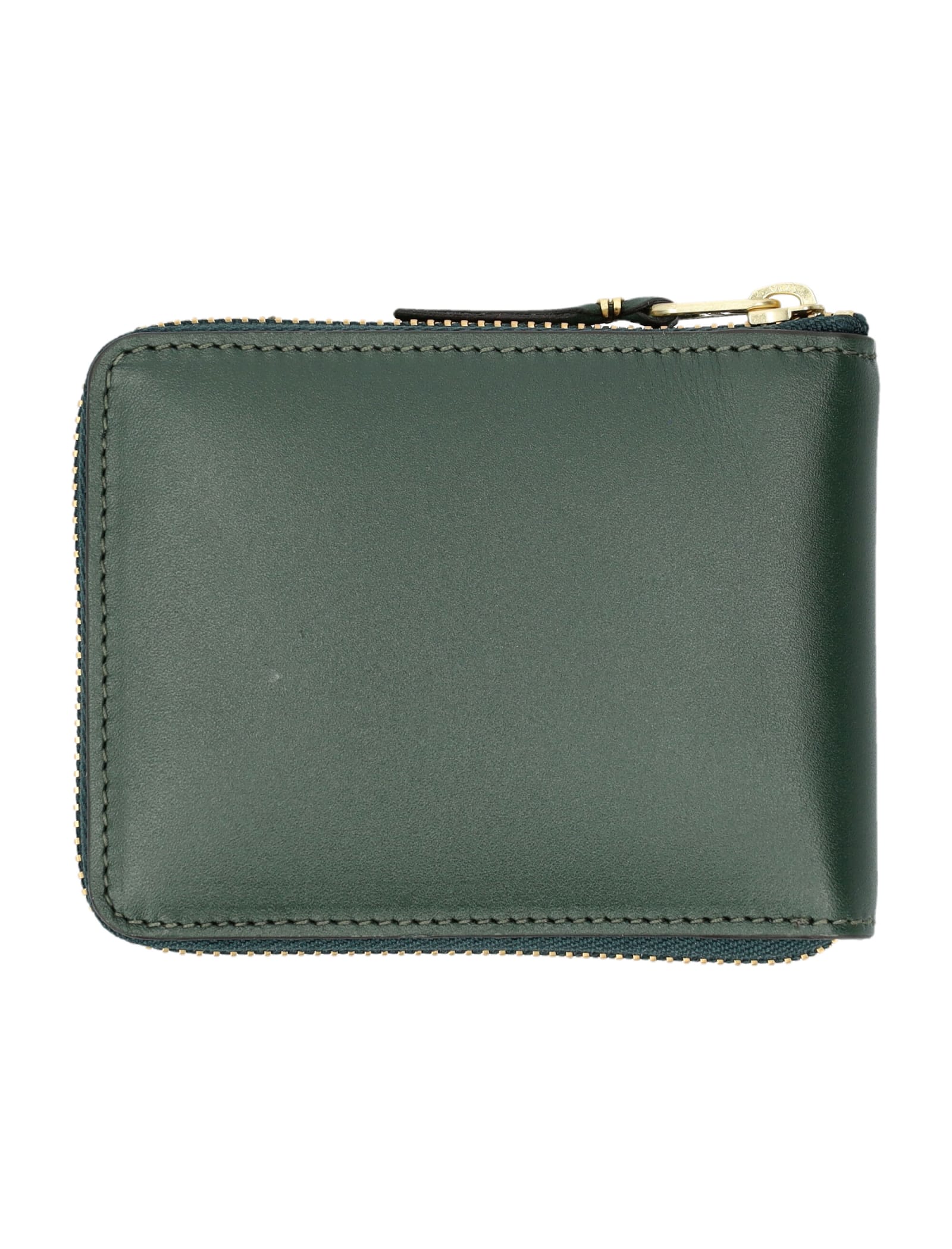 Shop Comme Des Garçons Small Zip Around Wallet In Bottle Green