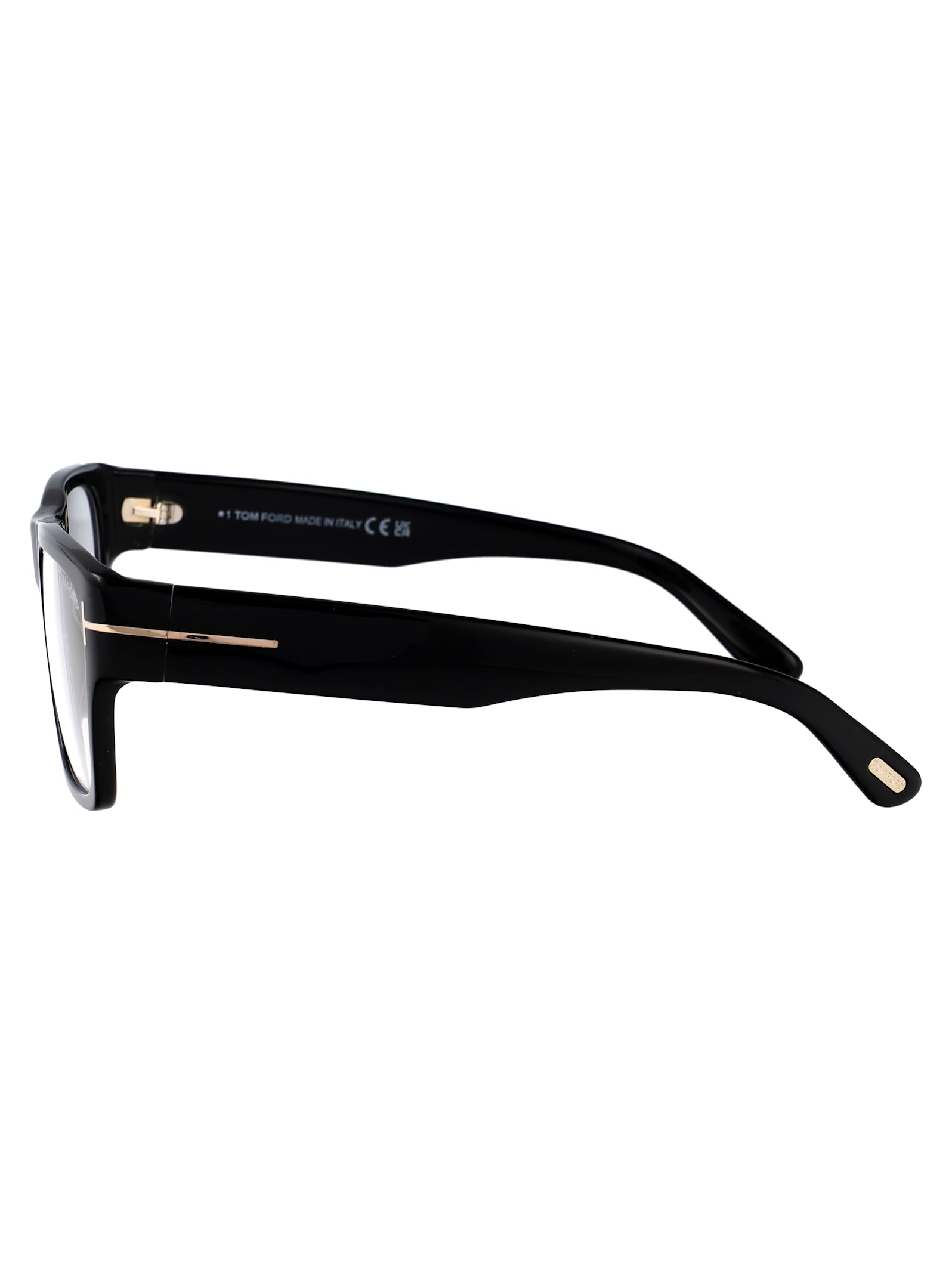 Tom Ford Ft5903b Logo-engraved Square-frame Glasses In Nero Lucido