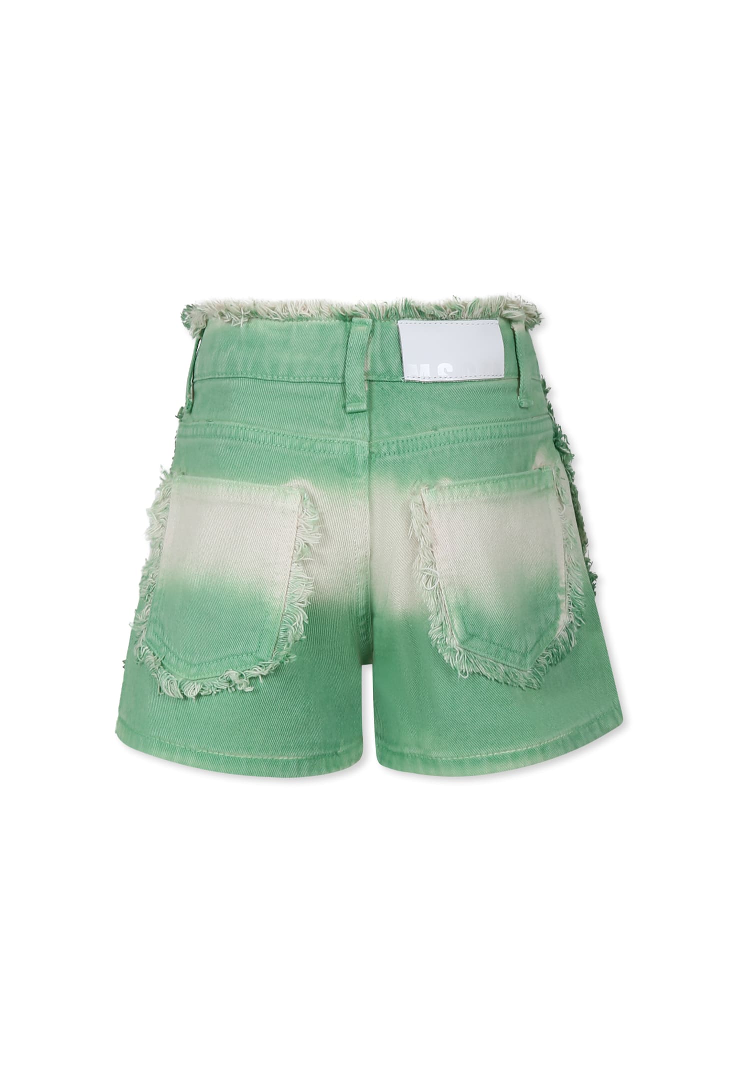 Shop Msgm Green Shorts For Girl With Logo