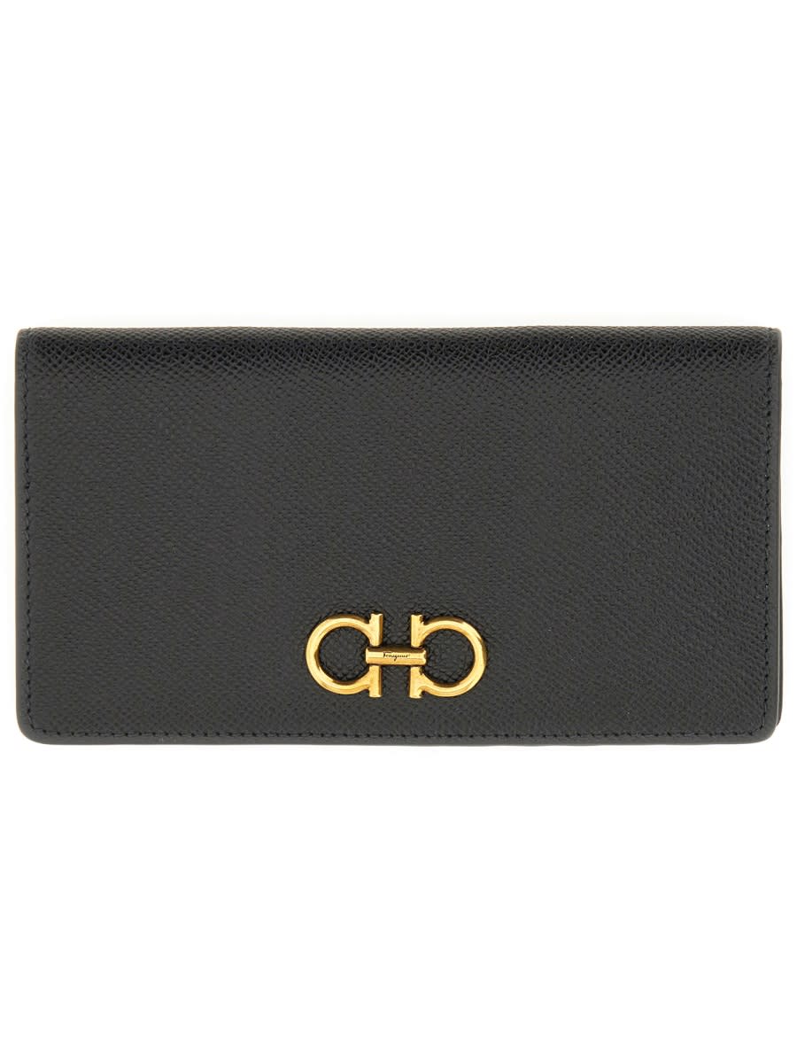 Ferragamo Zip Pocket Gancini Wallet In Black